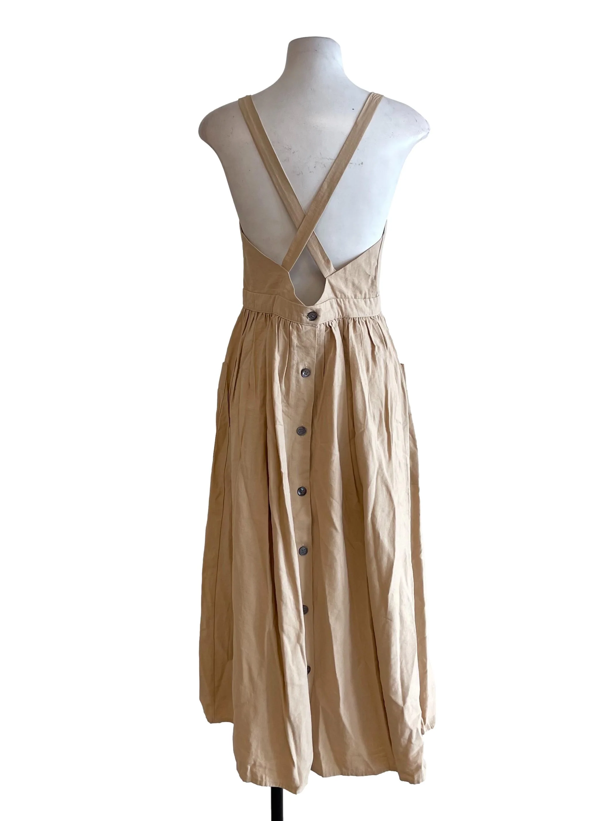 Beige Crossed Straps Bouffant Dress TEM - Image 2