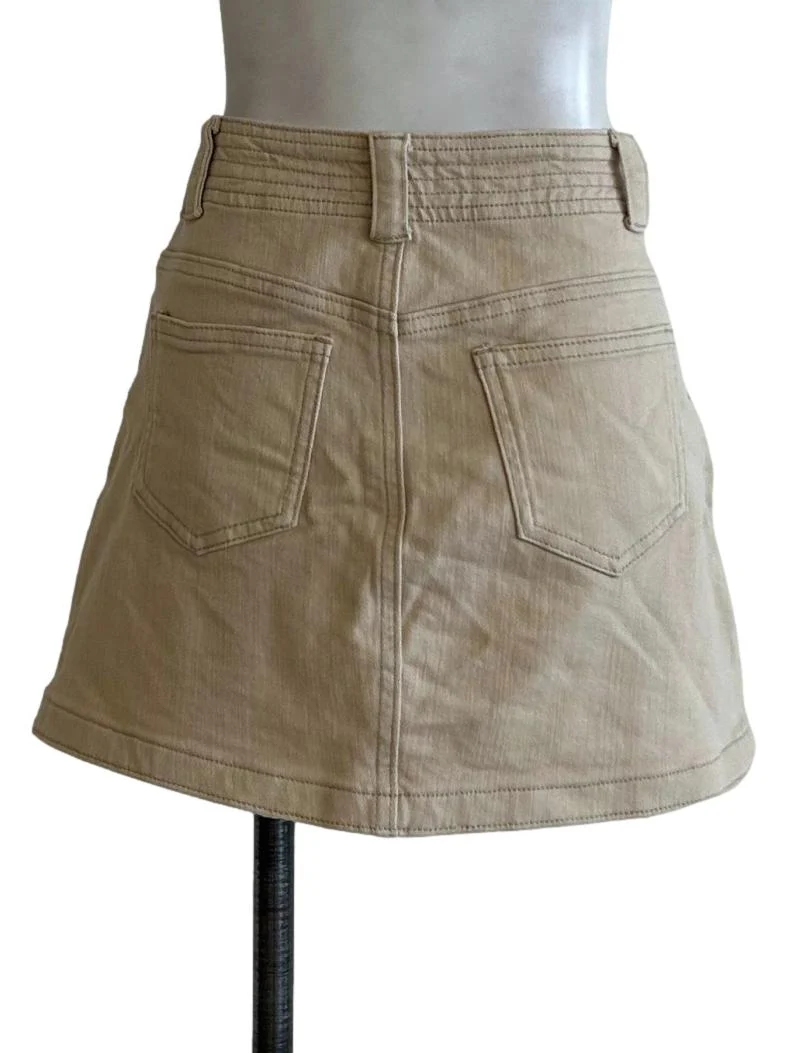 Beige Denim Mini Skirt - Image 2