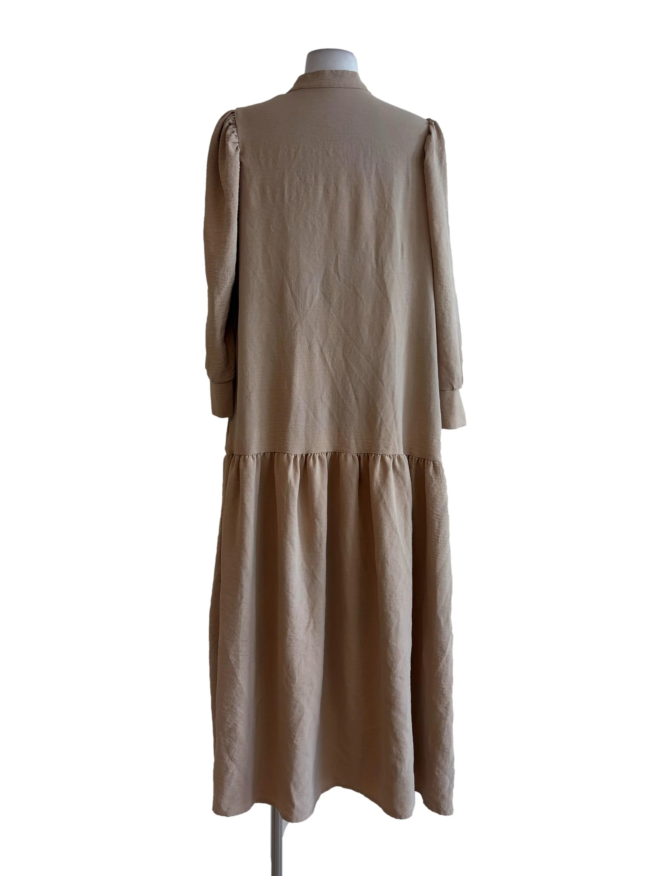 Beige Half Button Maxi Dress - Image 2