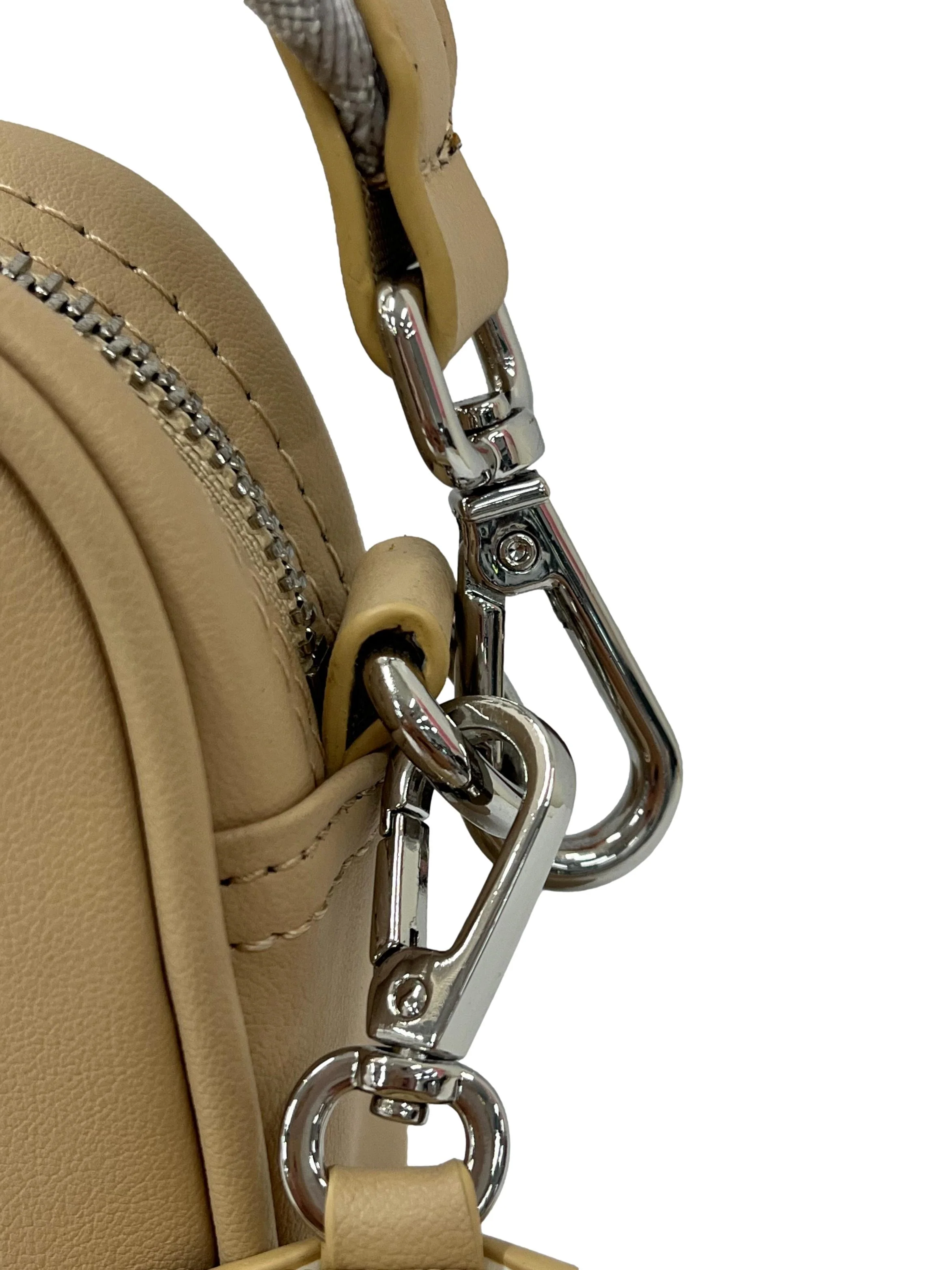 Beige Leather Crossbody Bag With Detachable Pouch CSN - Image 4
