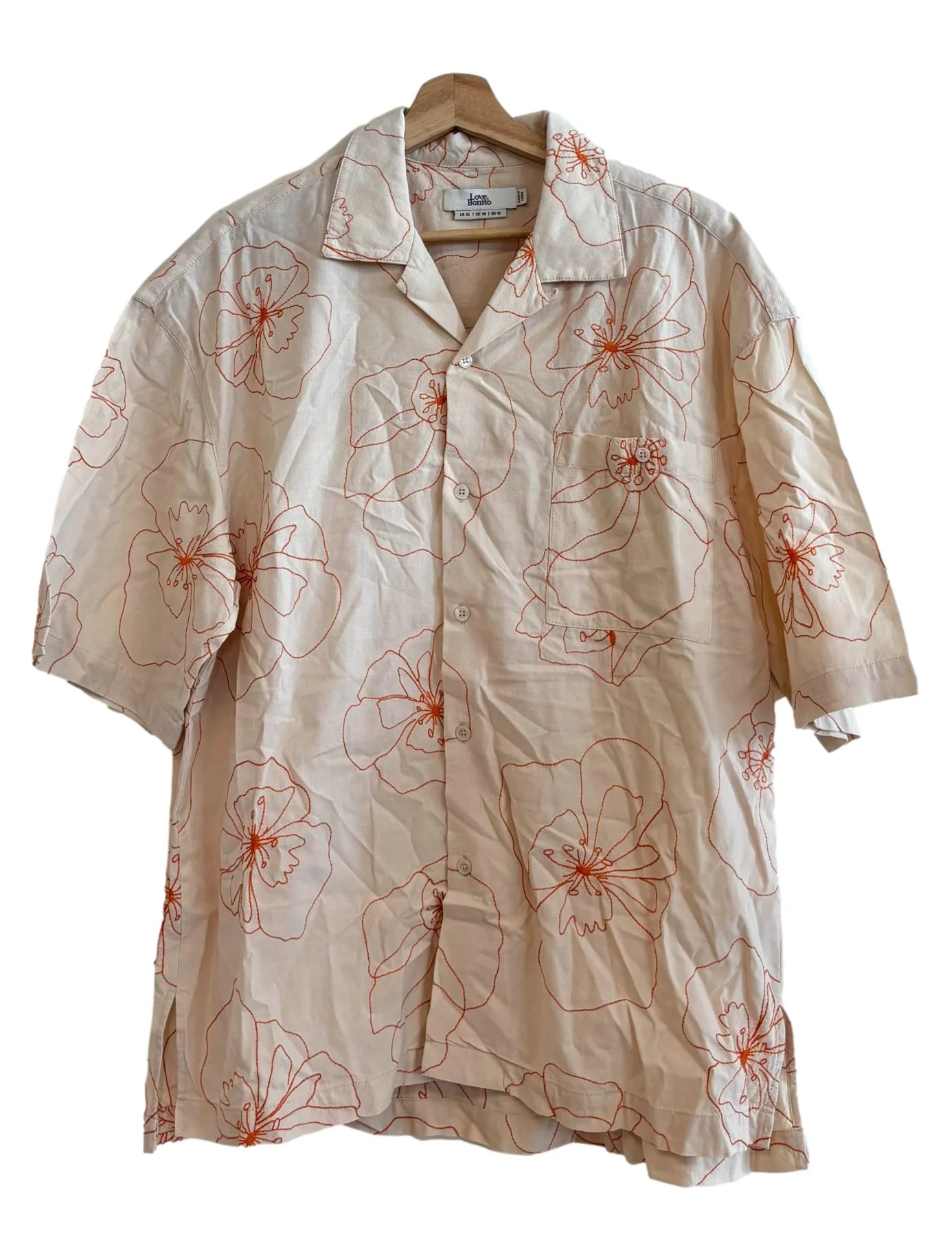 Beige Orange Floral Print Shirt