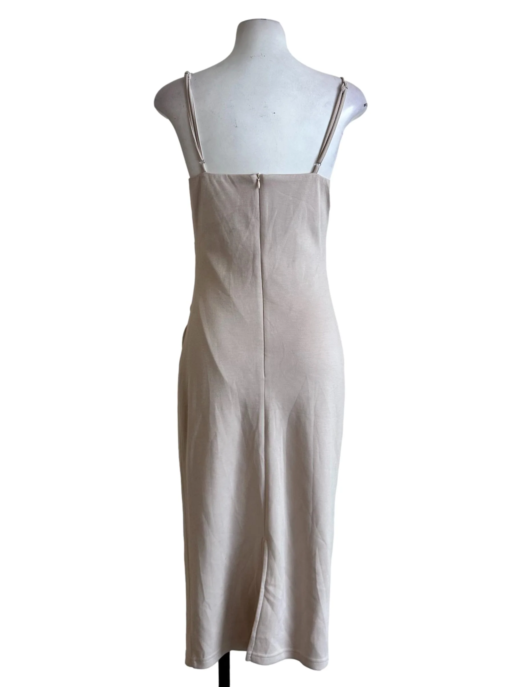 Beige Paddded Drapped Pattern Dress - Image 2