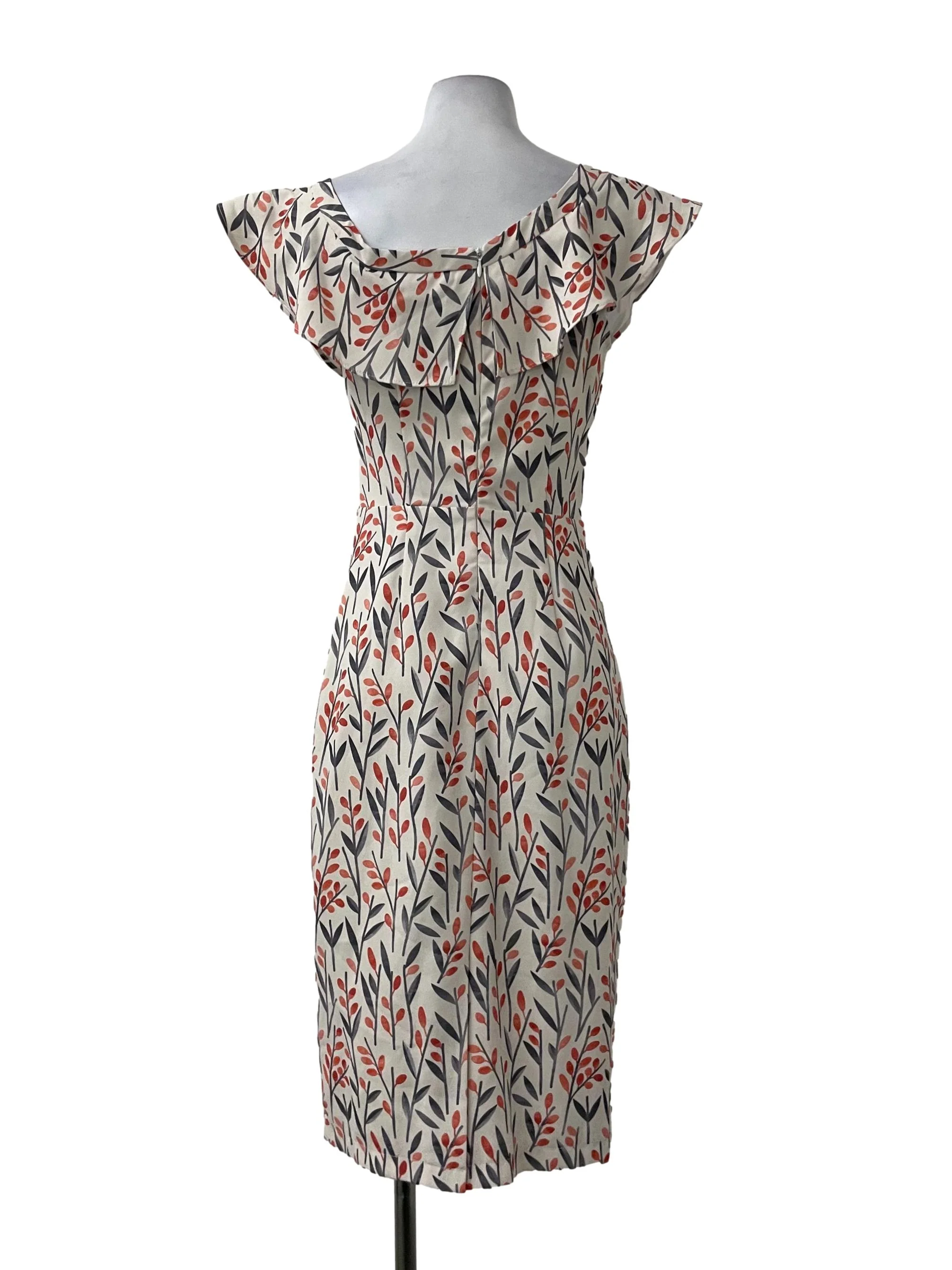 Beige Patterned Off Shoulder Dress - Image 2