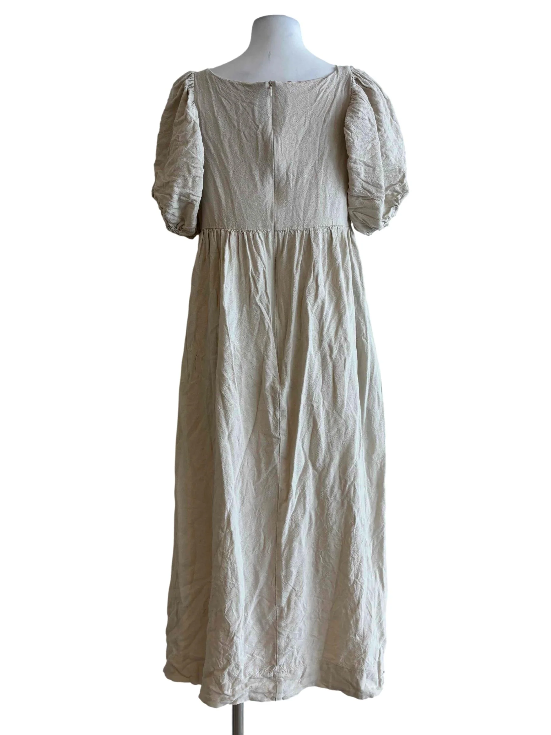 Beige Puff Sleeve Baby Doll Dress - Image 2