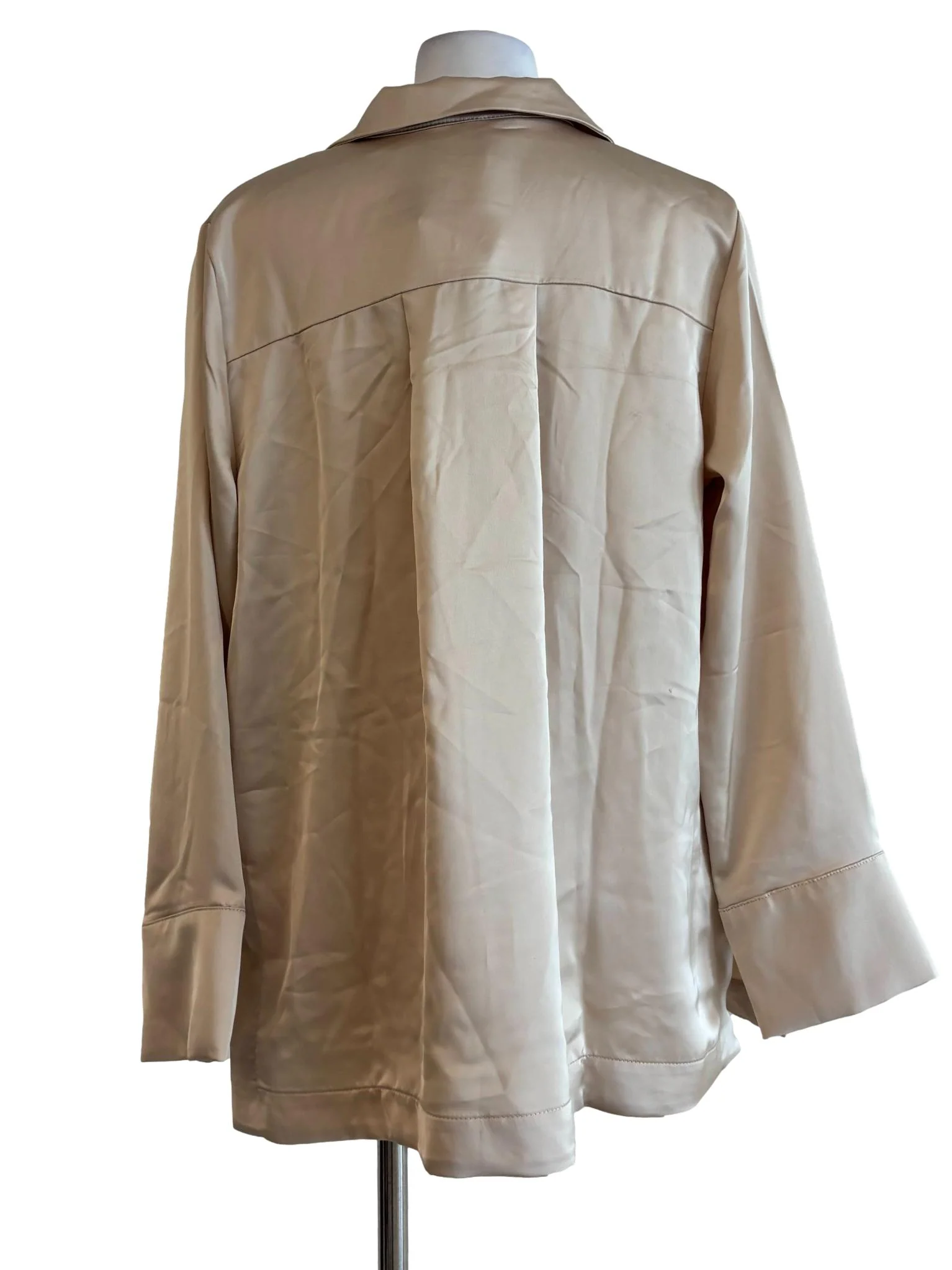 Beige Satin Button Shirt - Image 2