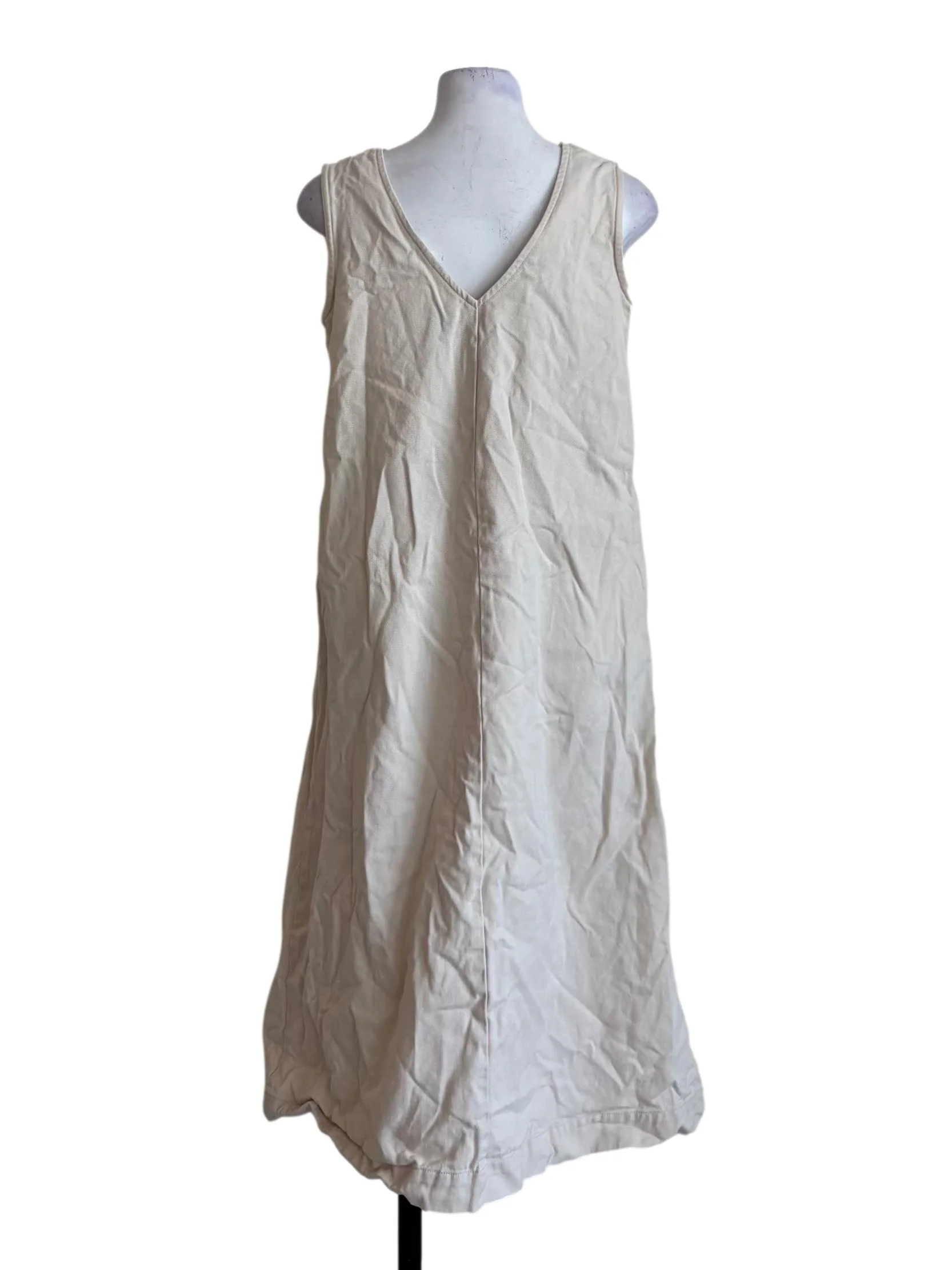 Beige Sleeveless Denim Dress - Image 2