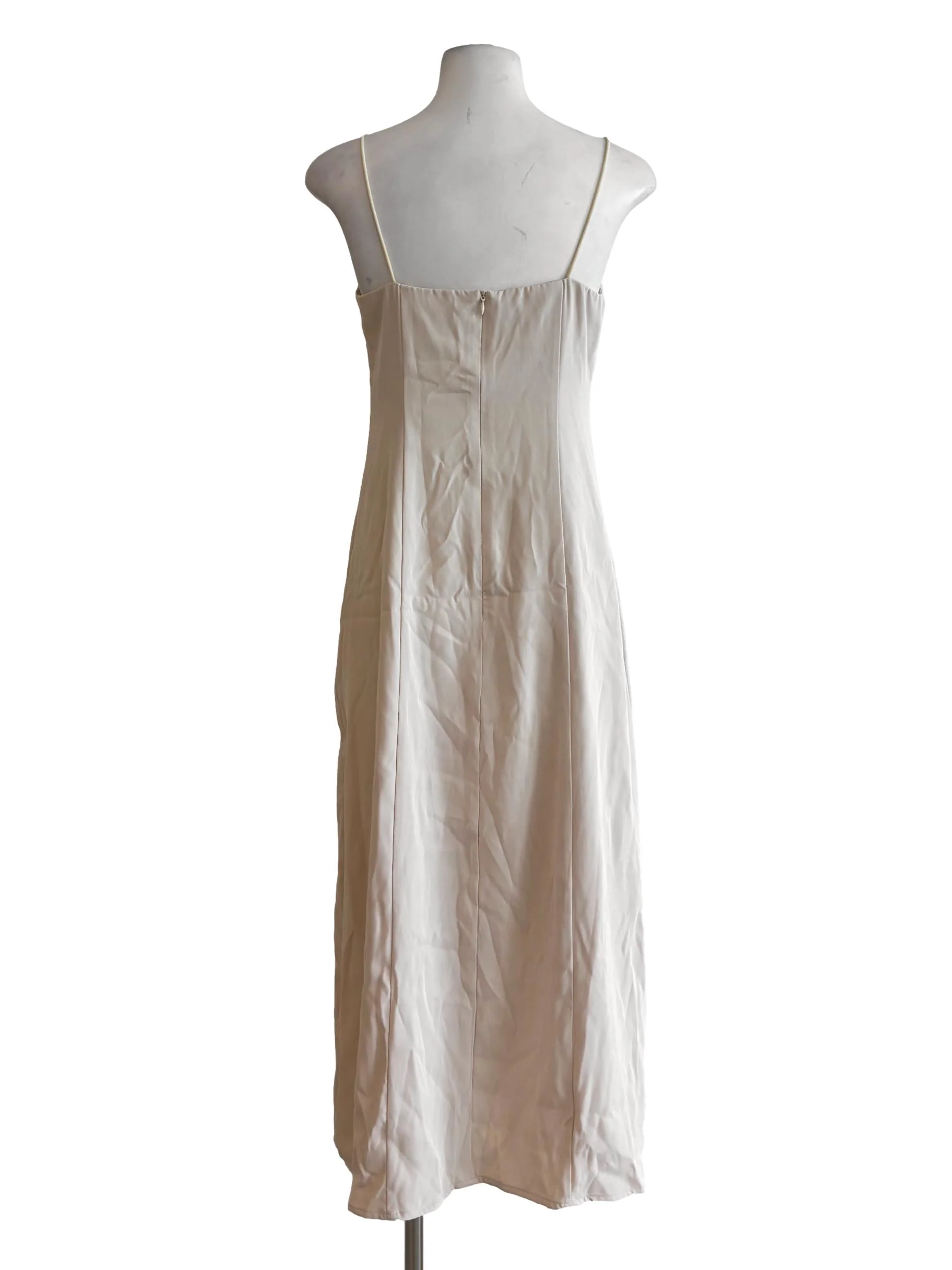Beige Spaghetti Strap Sweetheart Slip Dress - Image 2