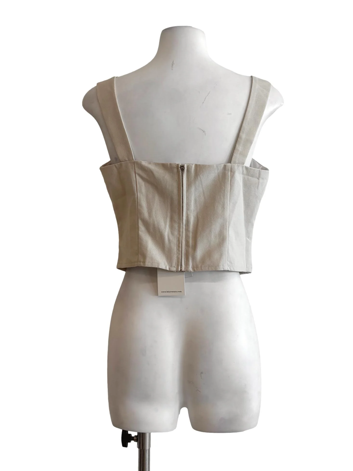 Beige Sweetheart Sleeveless Top - Image 2
