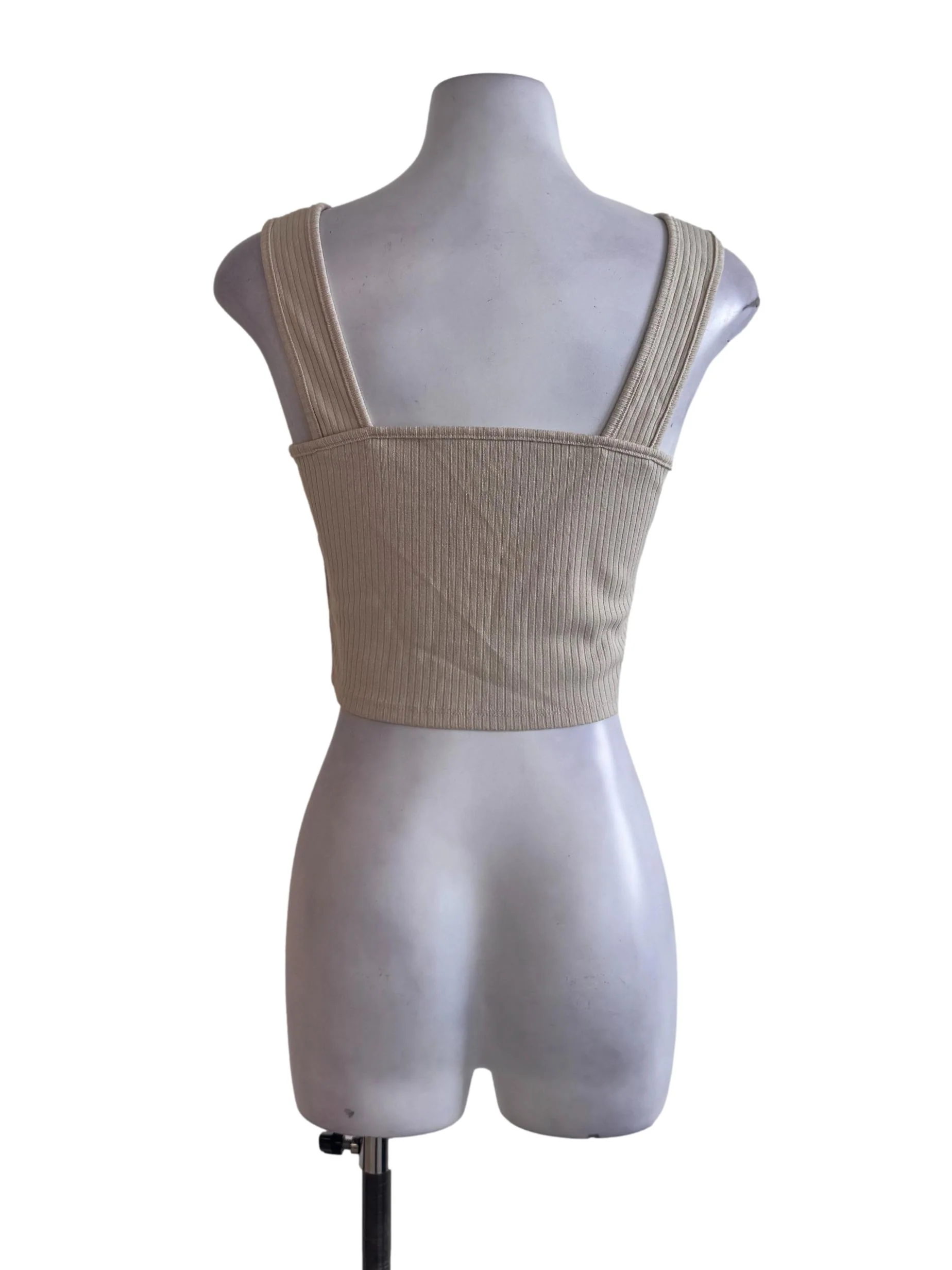 Beige V Neck Tank Top - Image 2