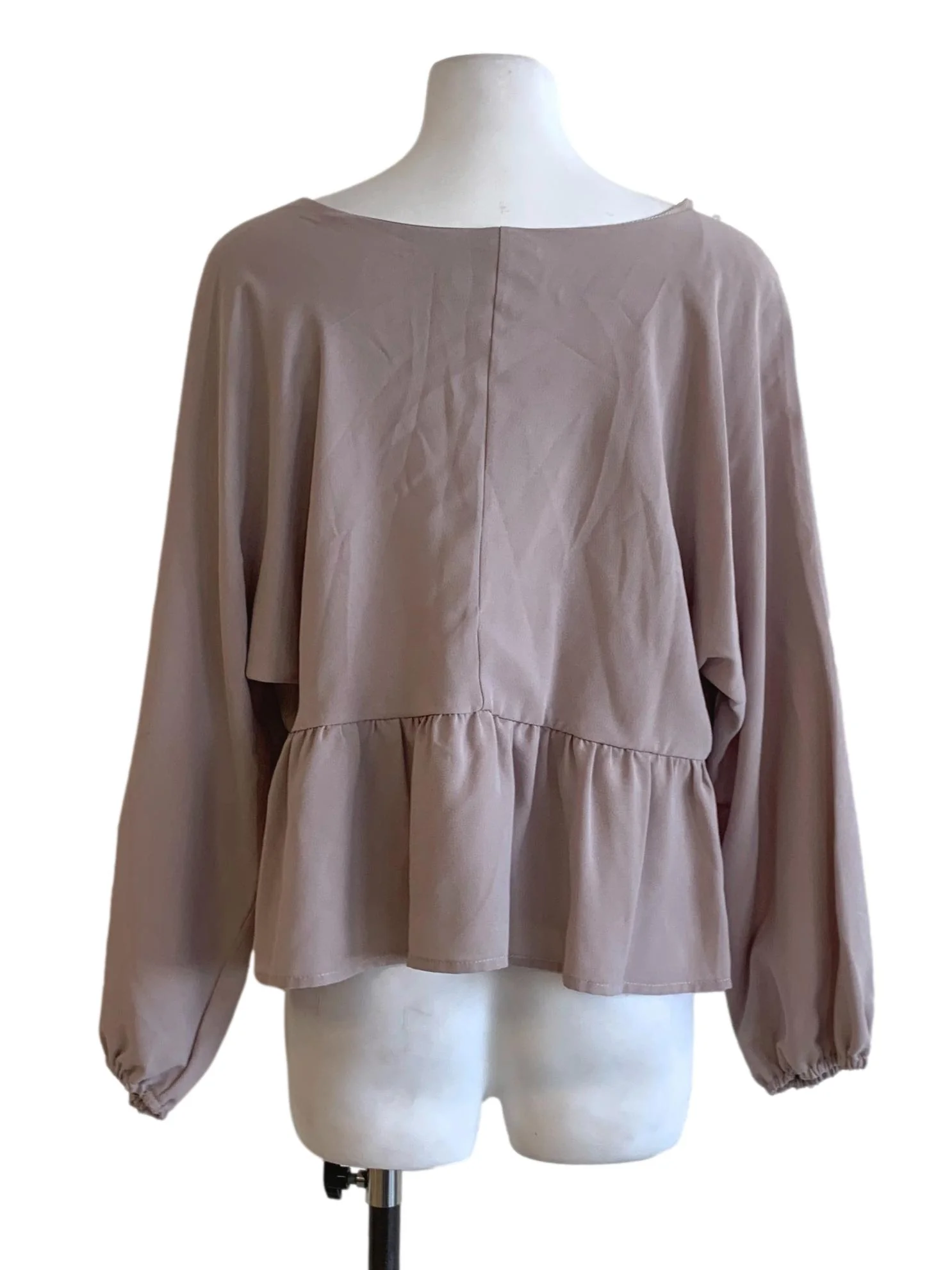 Beige V-Neckline Blouse - Image 2