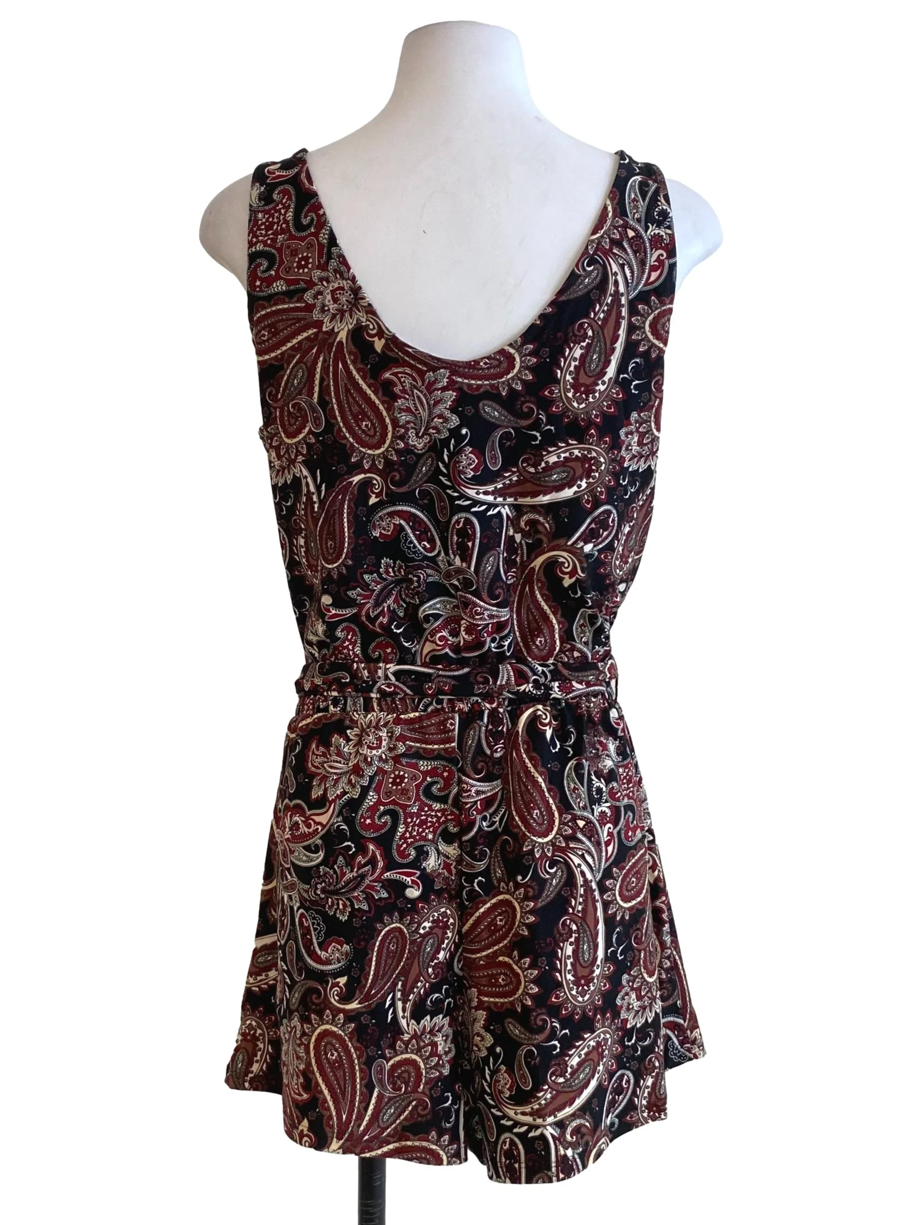 Black Brown Paisley Belted Romper - Image 2