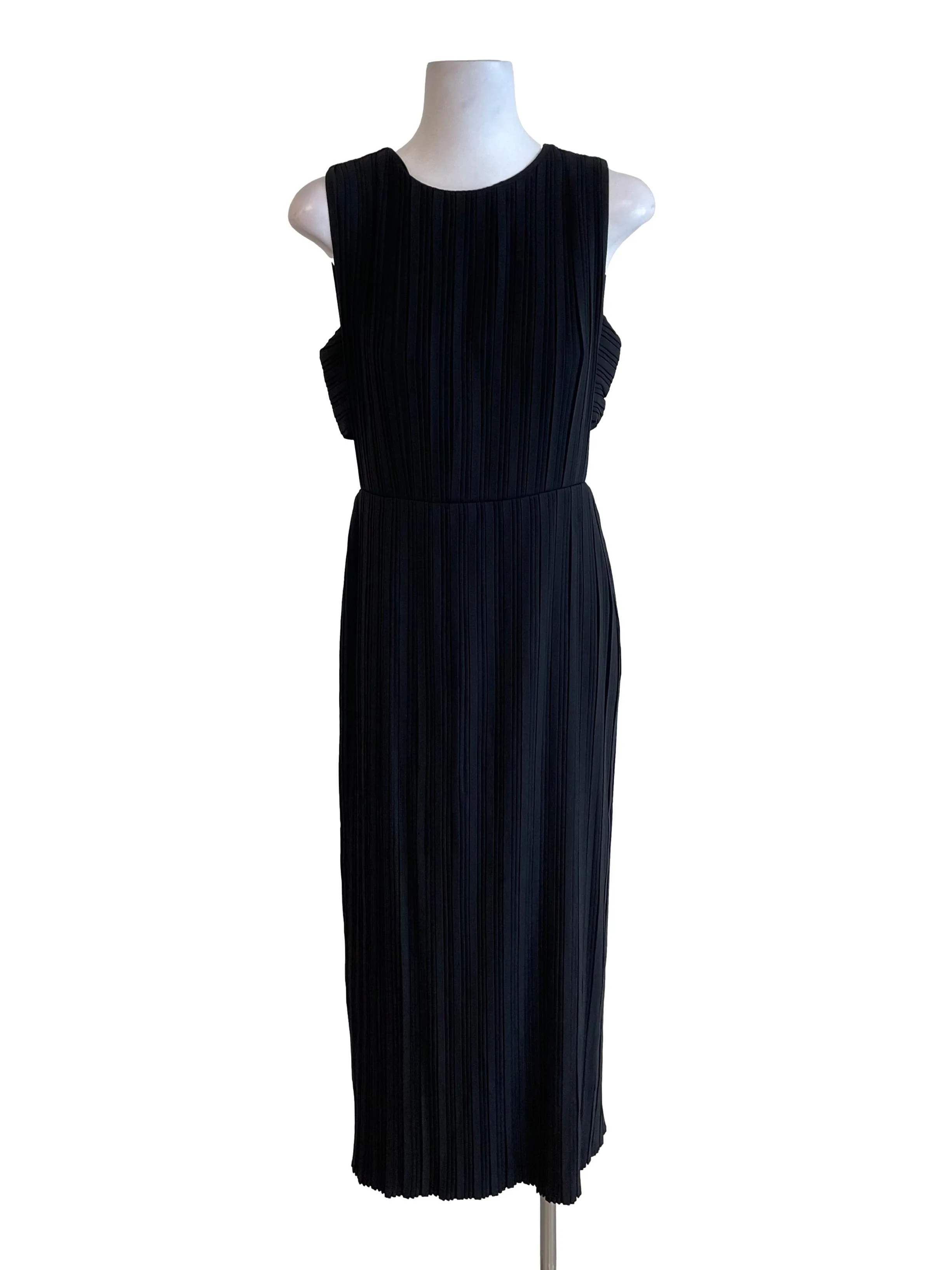 Black Accordion Open Waist Dress