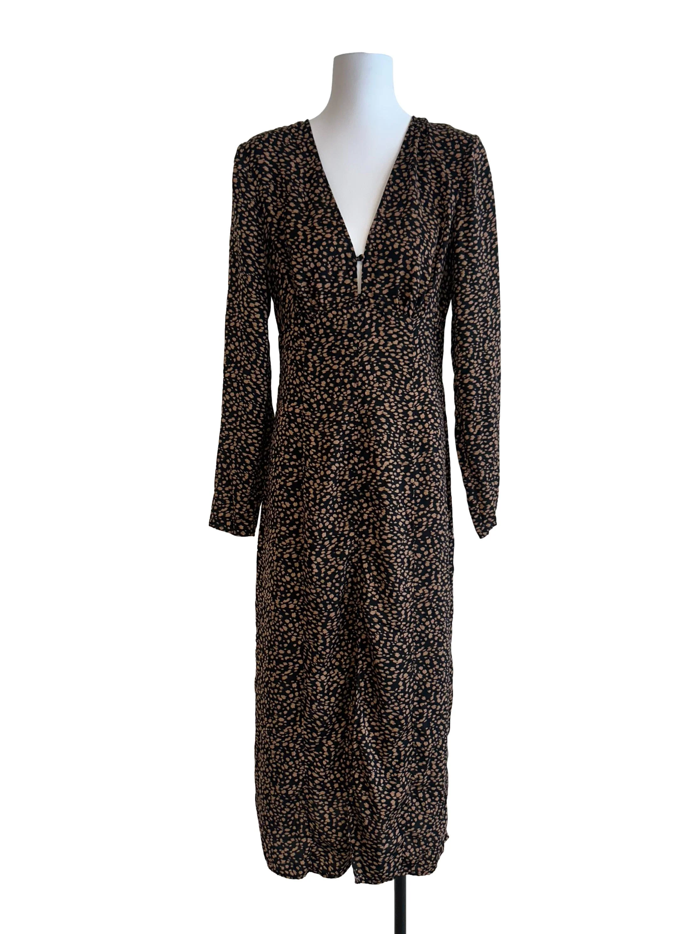 Black And Bronze Printed Dress
