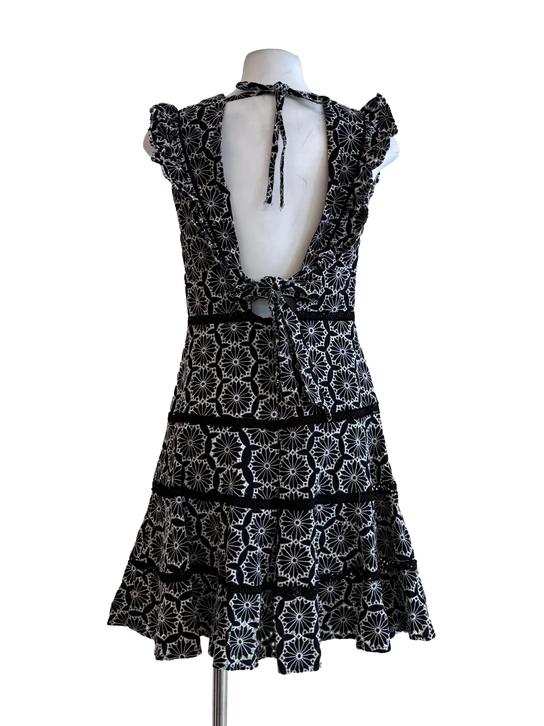 Black And White Embroidered Cotton Dress - Image 2