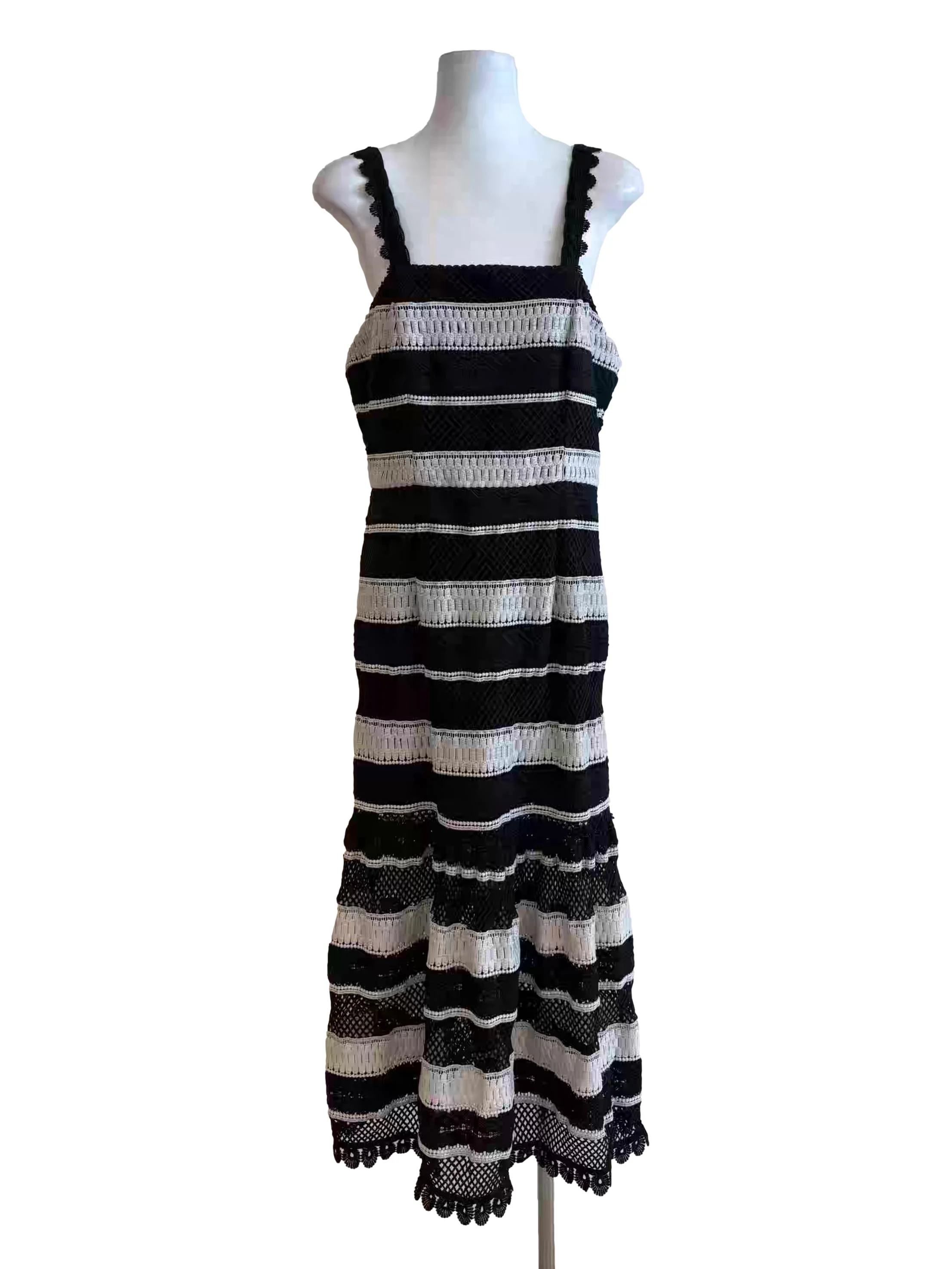 Black And White Stripes Knitted Dropwaist Dress