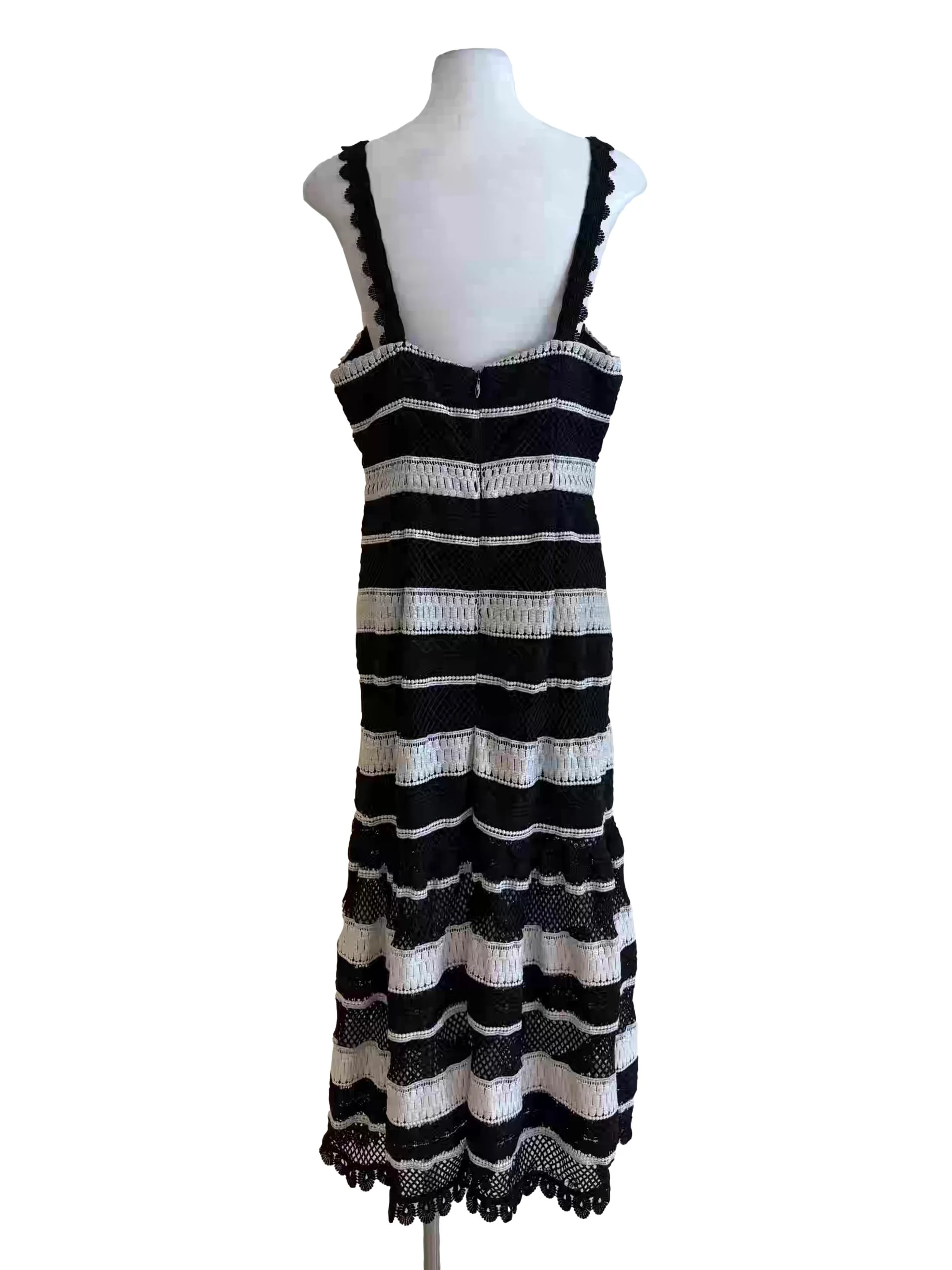 Black And White Stripes Knitted Dropwaist Dress - Image 2
