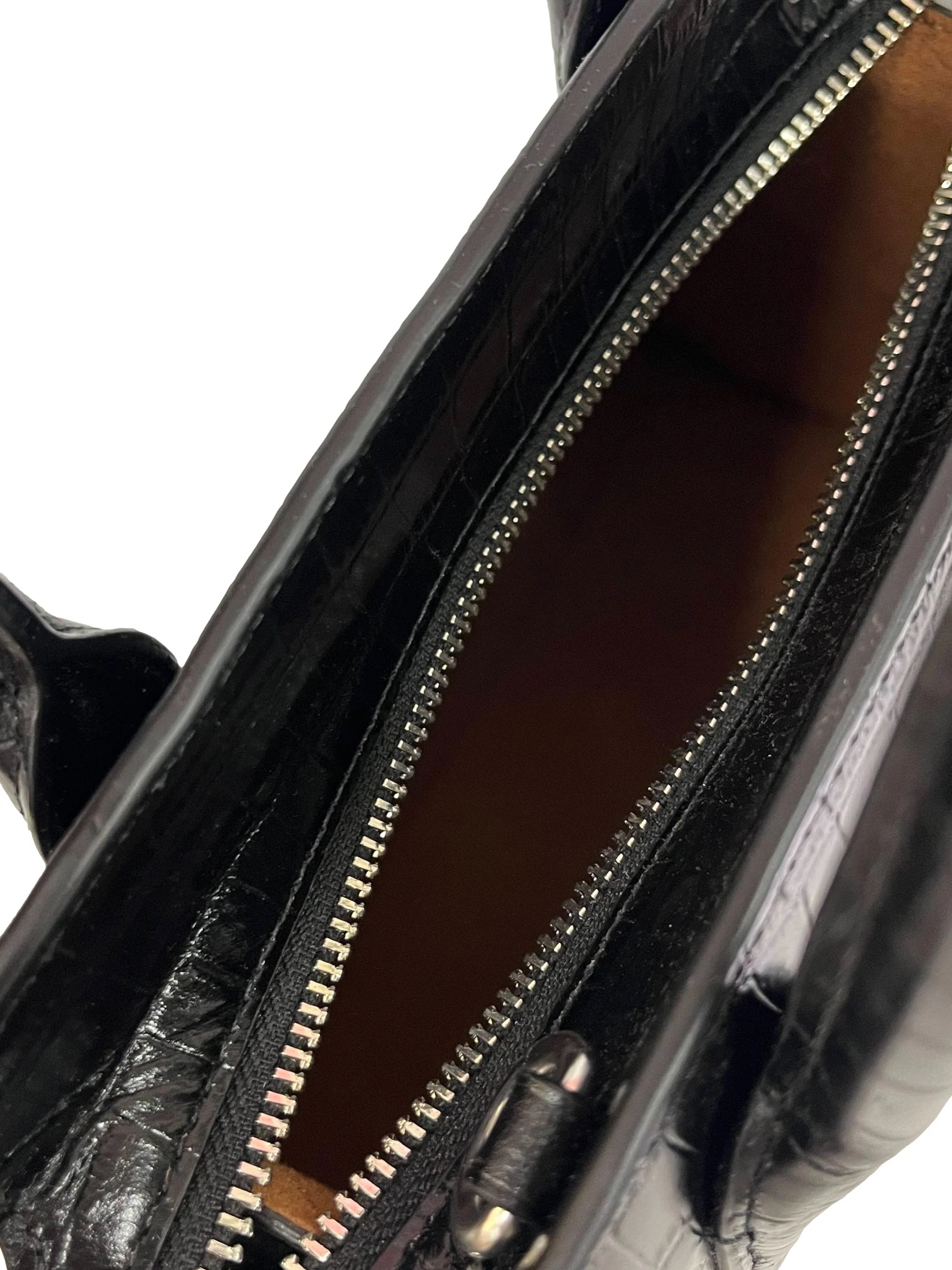 Black Andrea Crocodile Embossed Leather Crossbody Bag CSN - Image 5