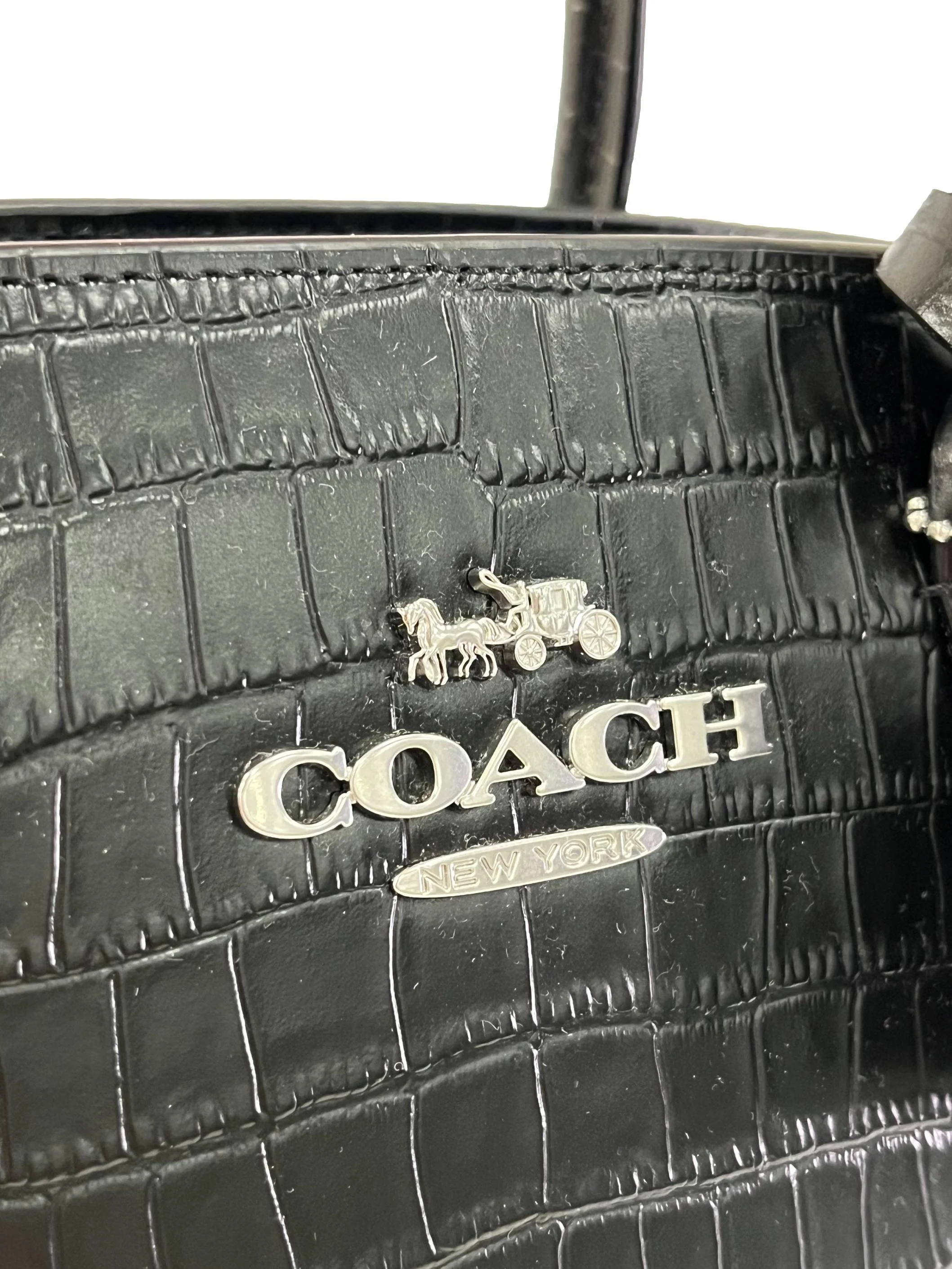 Black Andrea Crocodile Embossed Leather Crossbody Bag CSN - Image 7