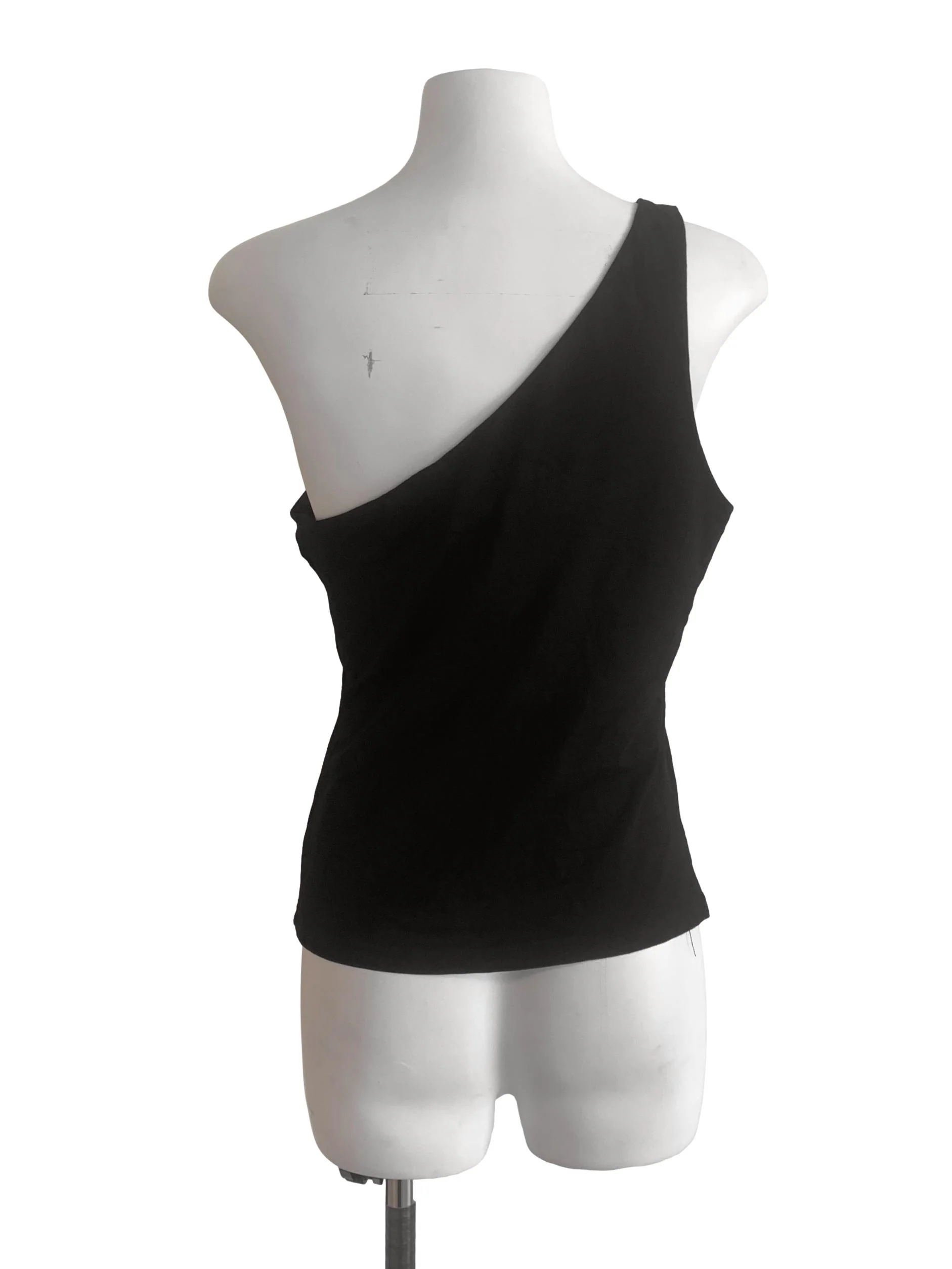 Black Asymmetric Neck Tank Top TTR - Image 2