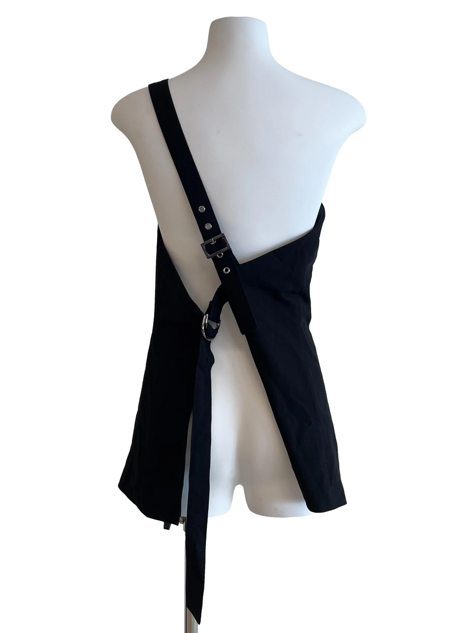 Black Asymmetric Open Back Top - Image 2