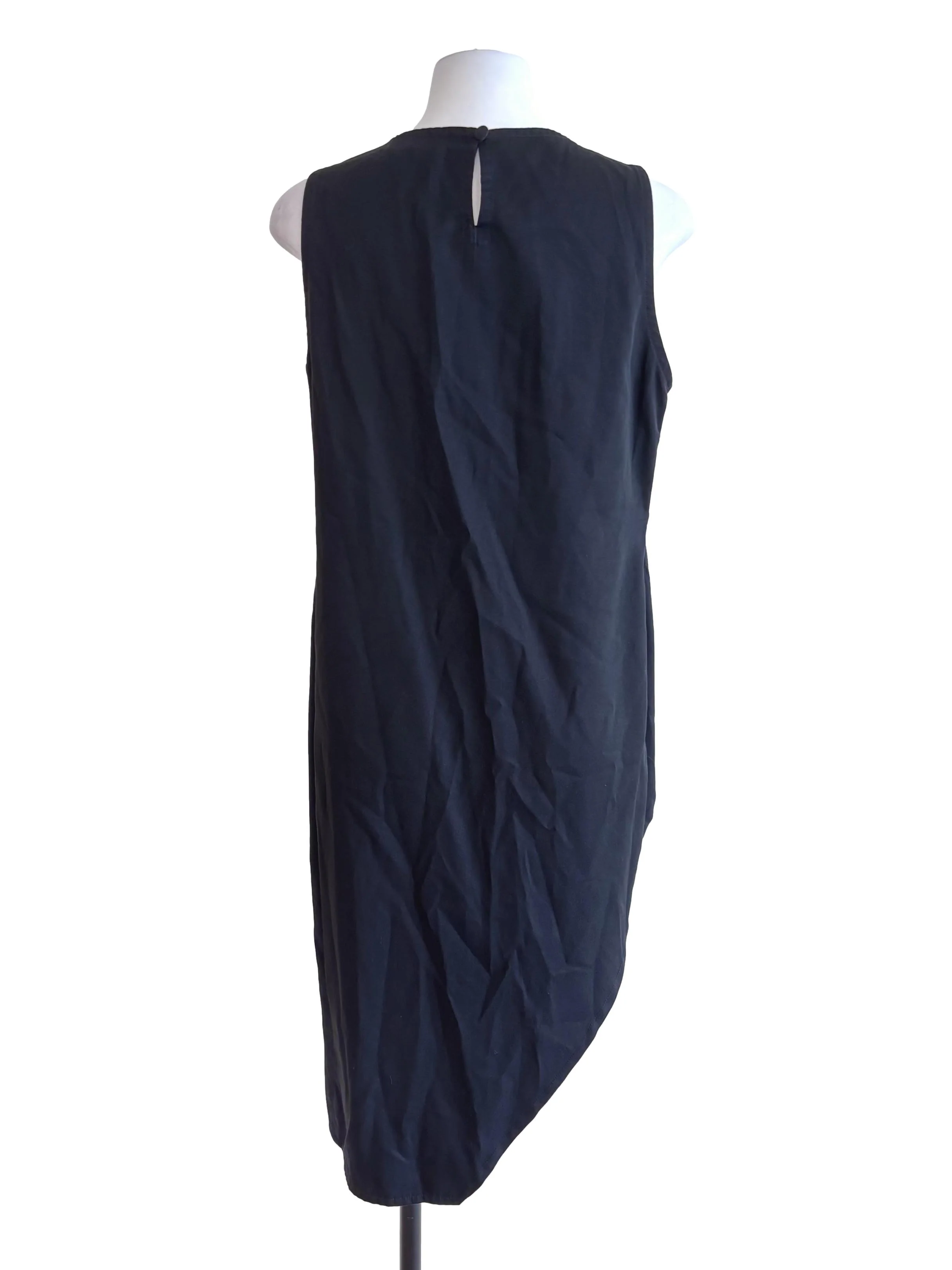 Black Asymmetric Sleeveless Long Blouse - Image 2
