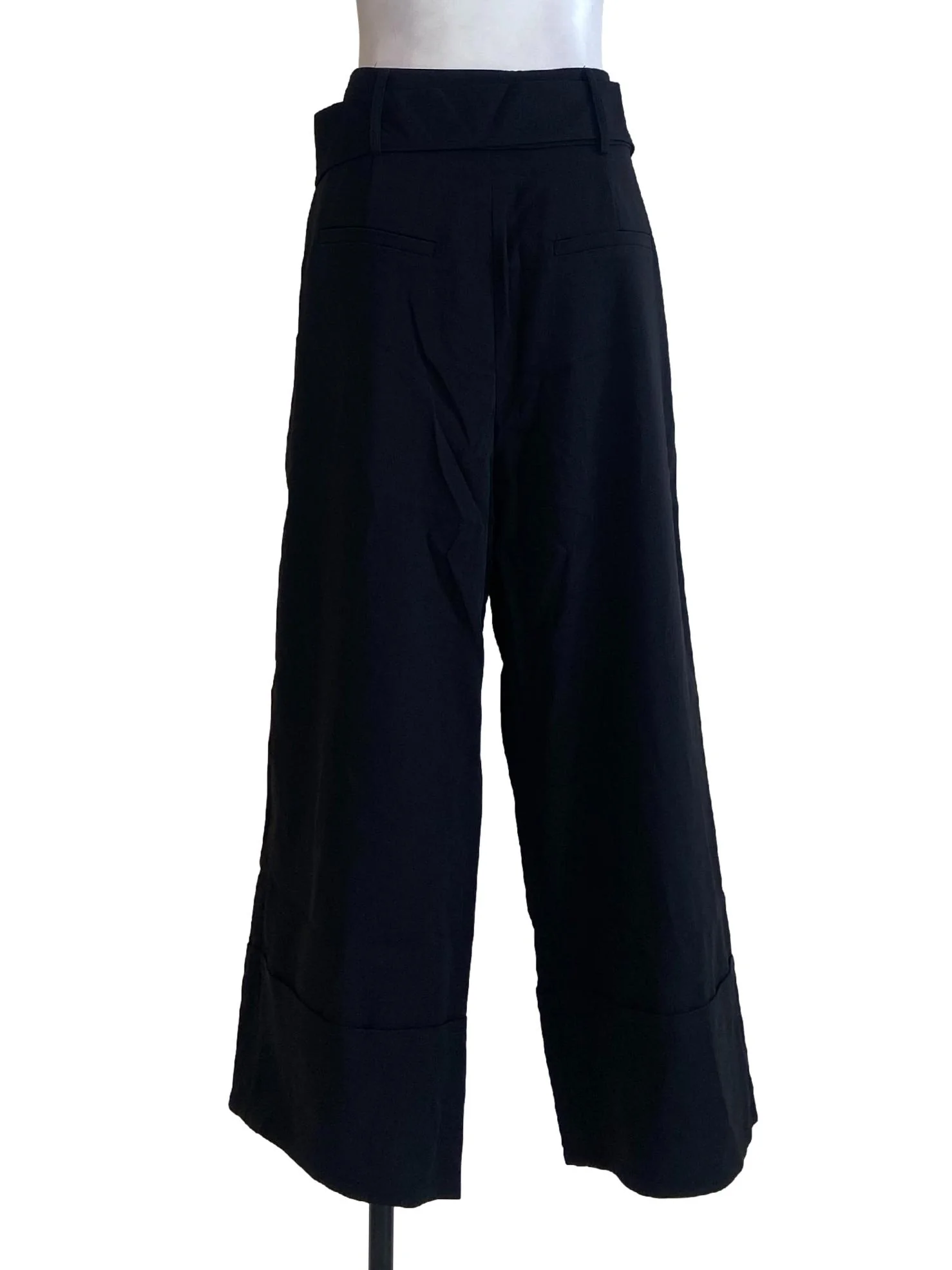 Black Belted Wide Leg Pants - Image 2