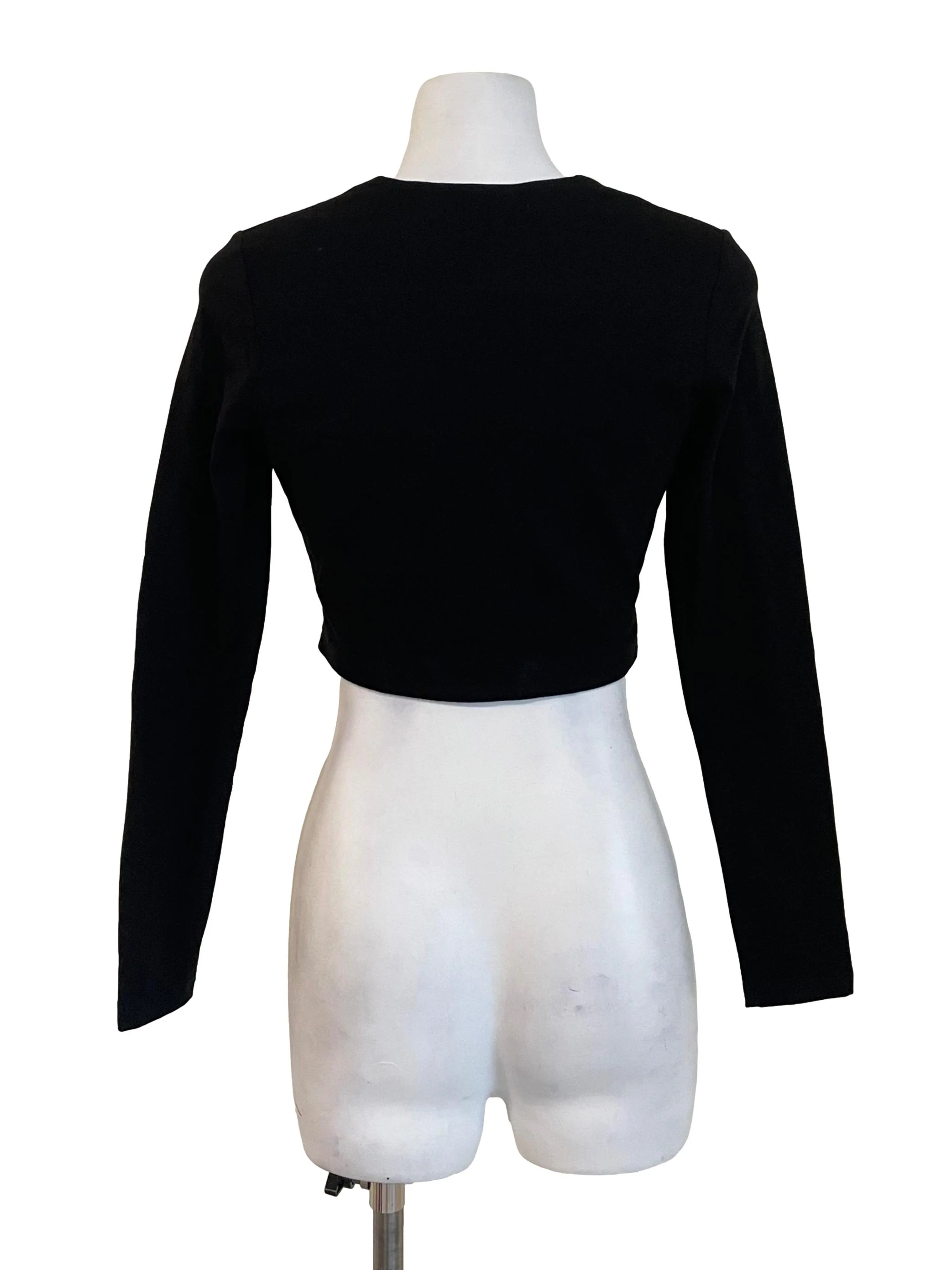 Black Ballet Long Sleeveless Crop Top - Image 2