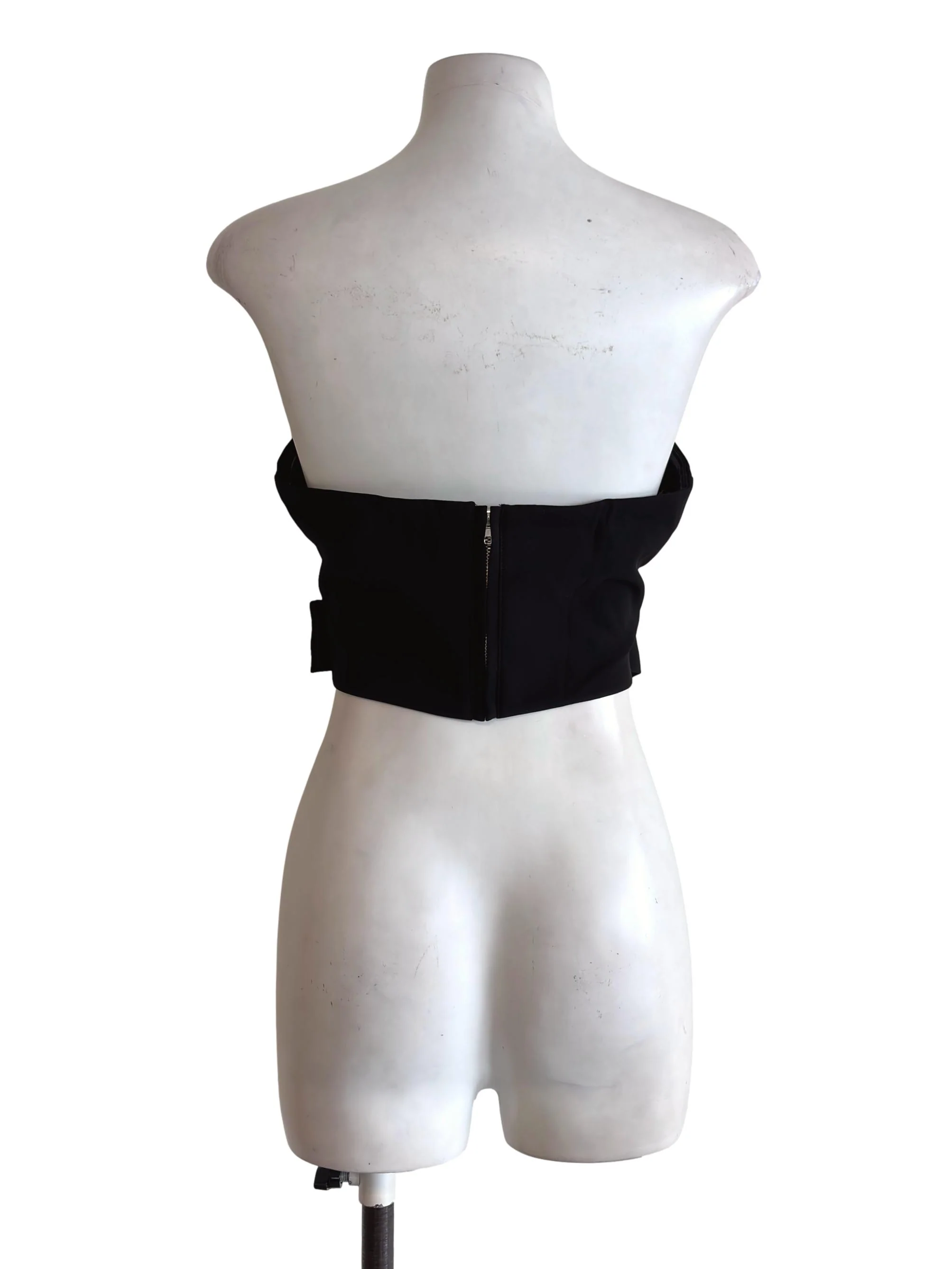 Black Belted Strapless Cropped Top - Image 2