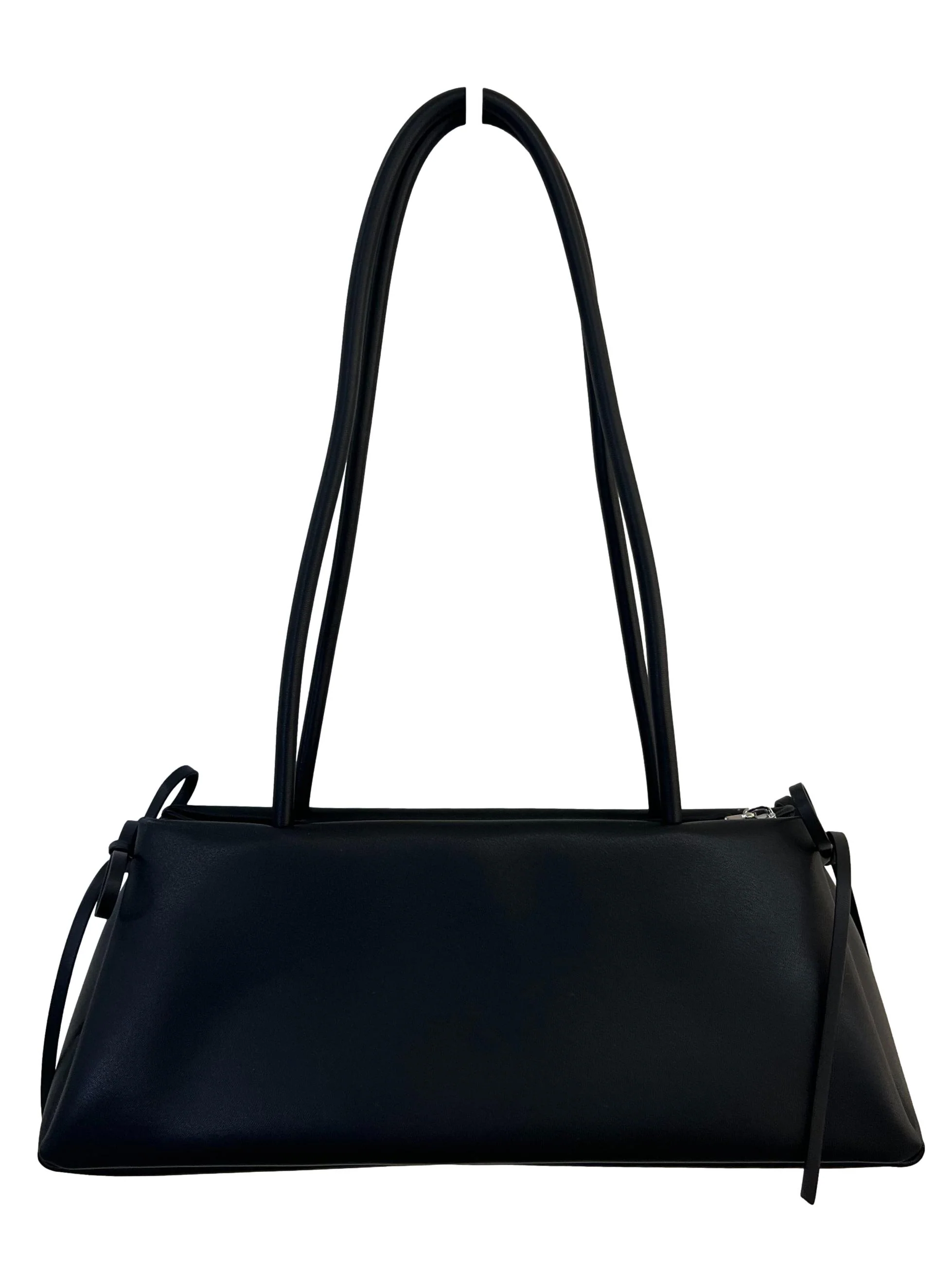Black Bow Elongated Trapeze Shoulder Bag - Image 2