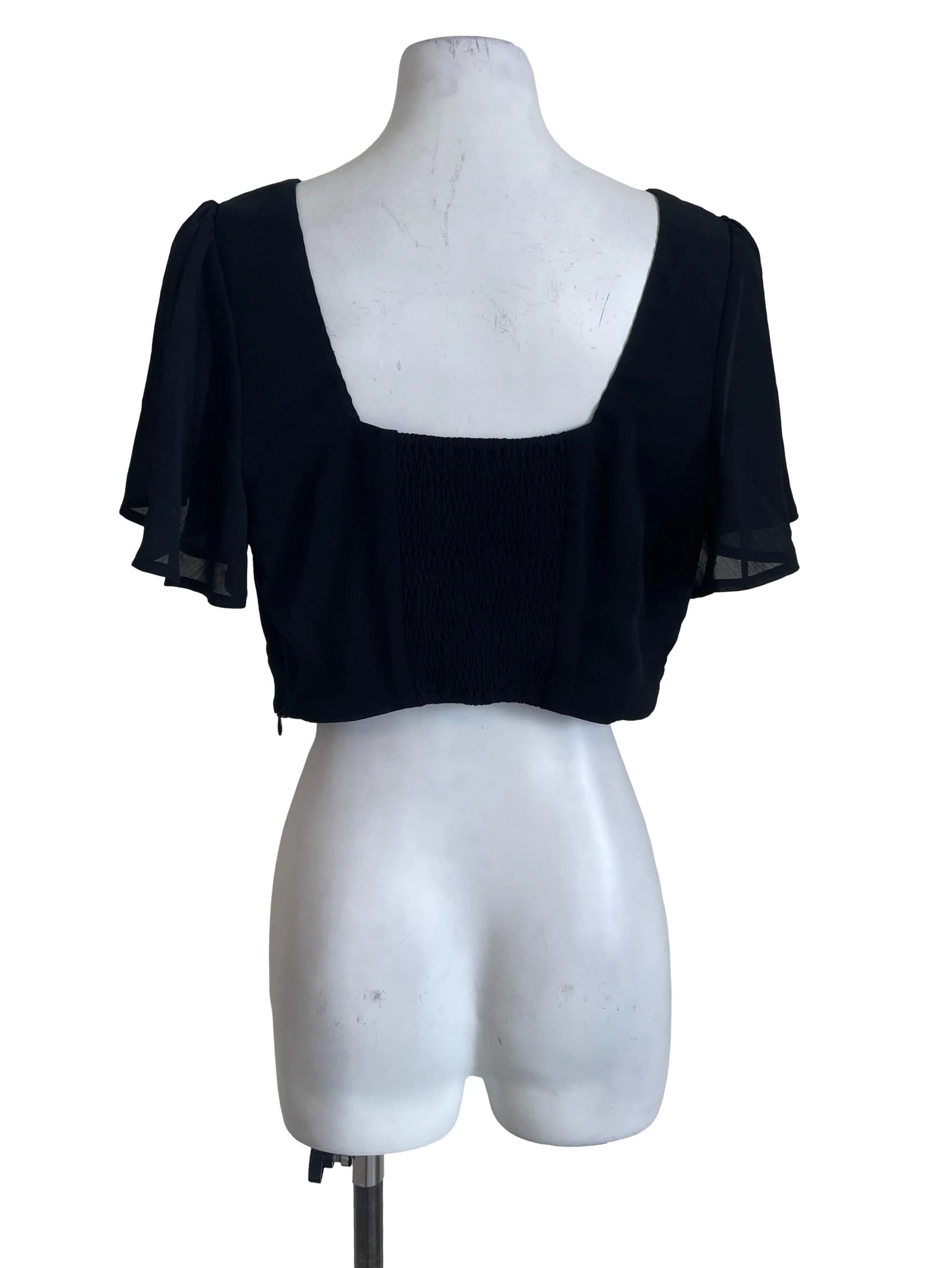 Black Butterfly Sleeves Top - Image 2