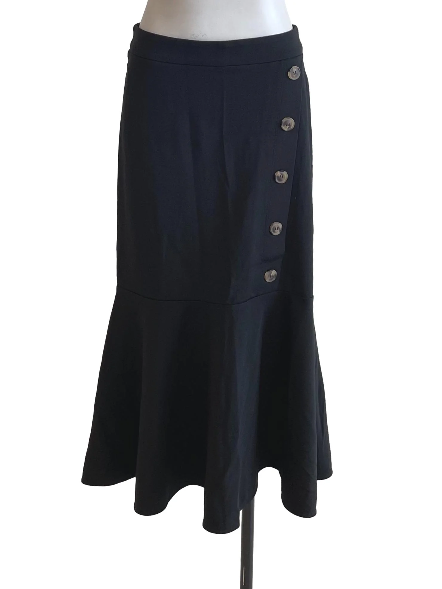 Black Button Bias Skirt