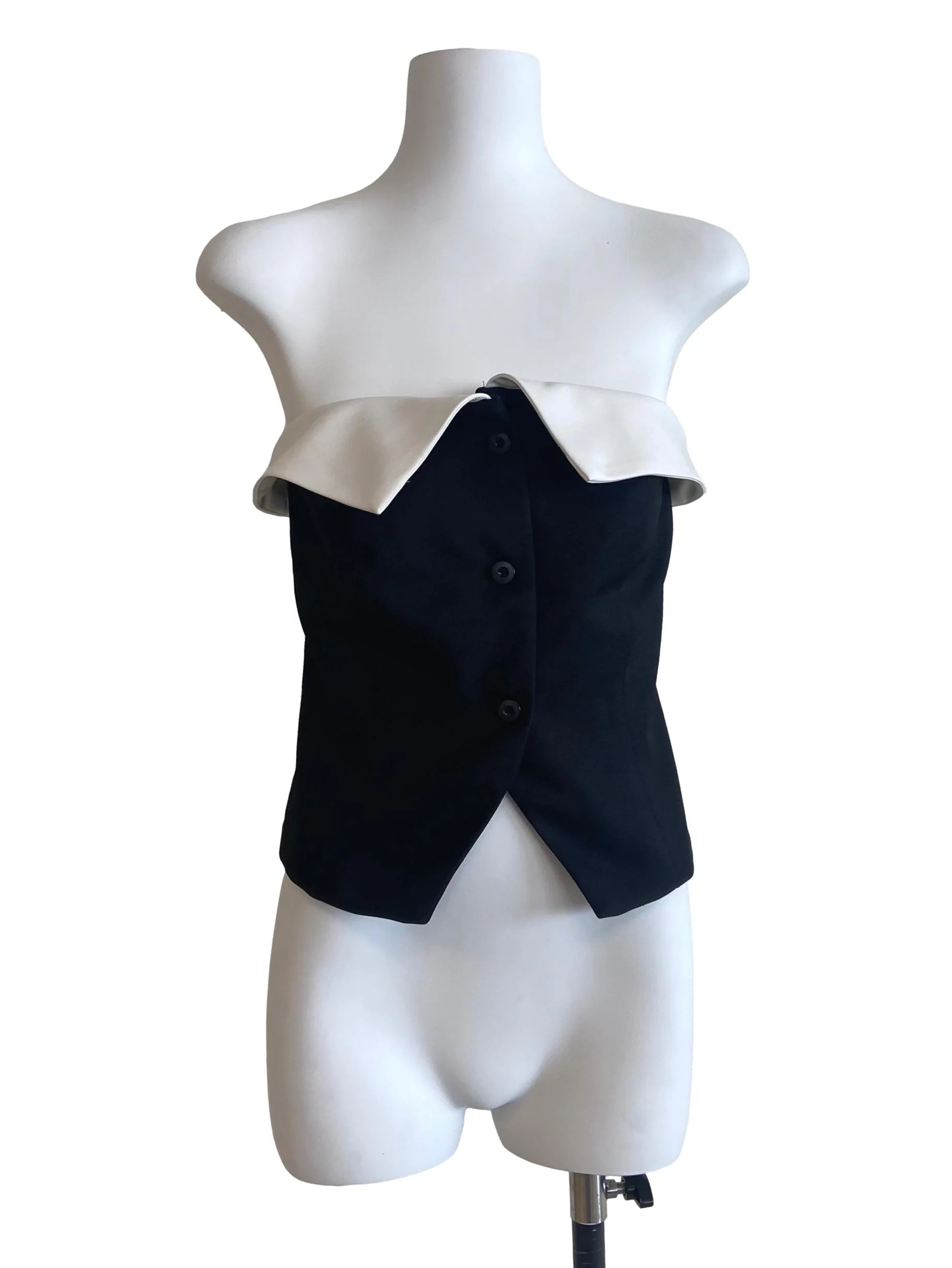 Black Button Down Strapless Crop Top