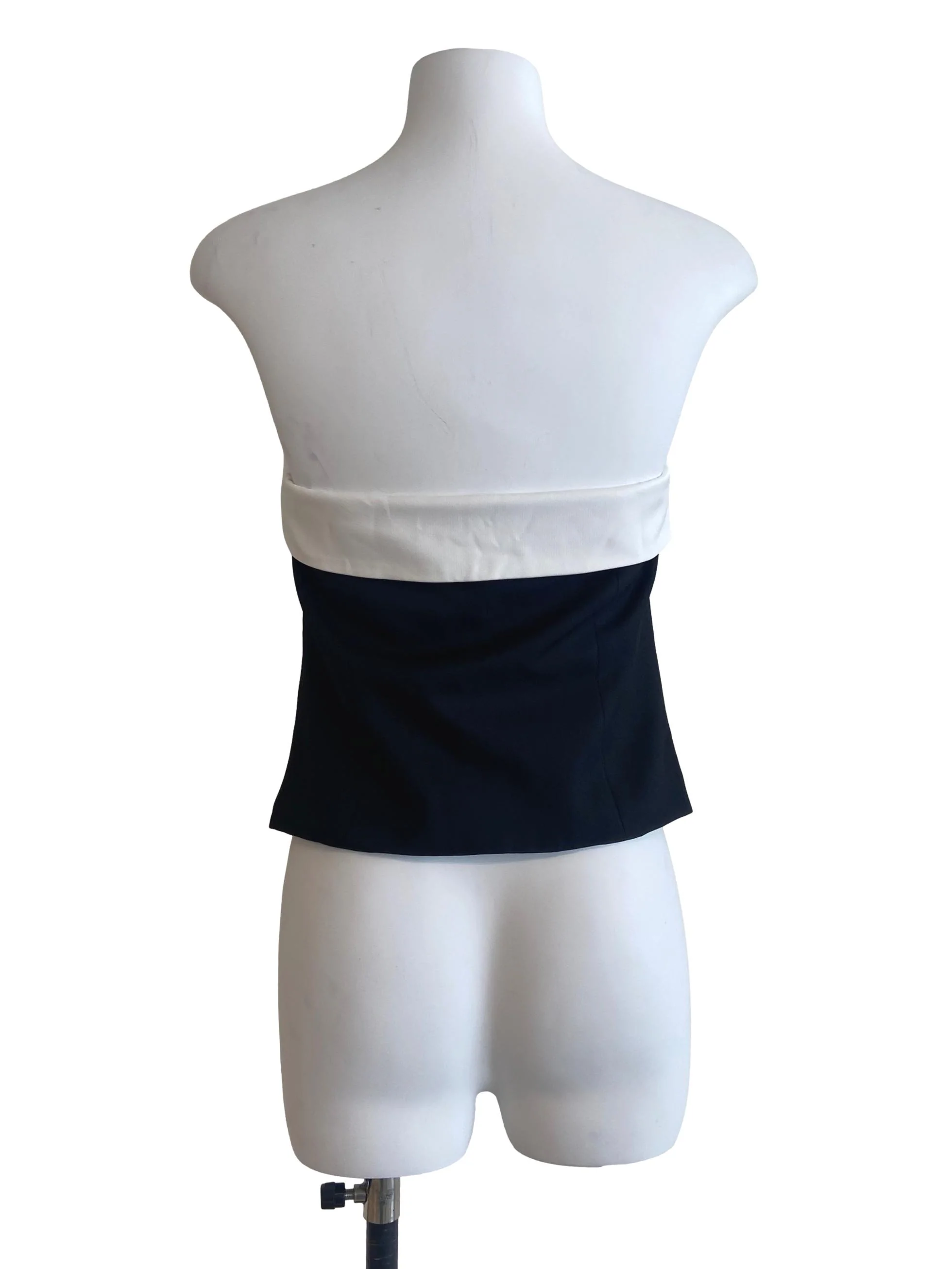 Black Button Down Strapless Crop Top - Image 2