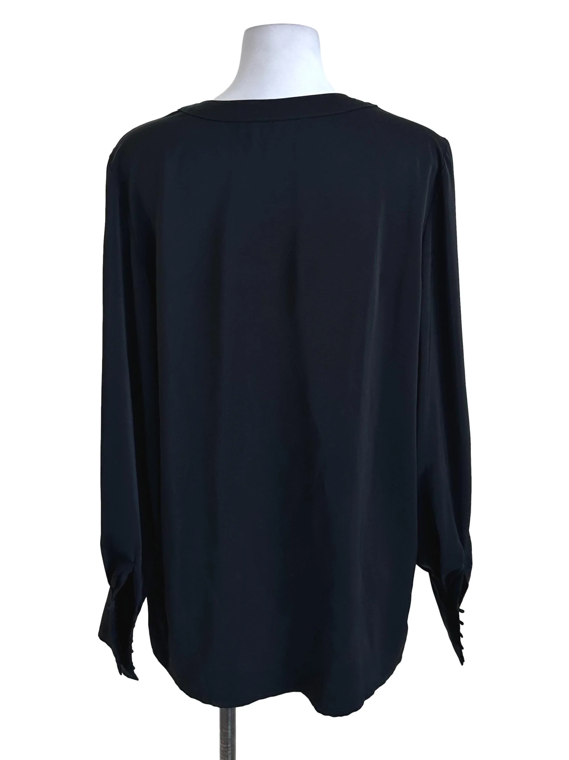 Black Button Long Sleeve Top - Image 2