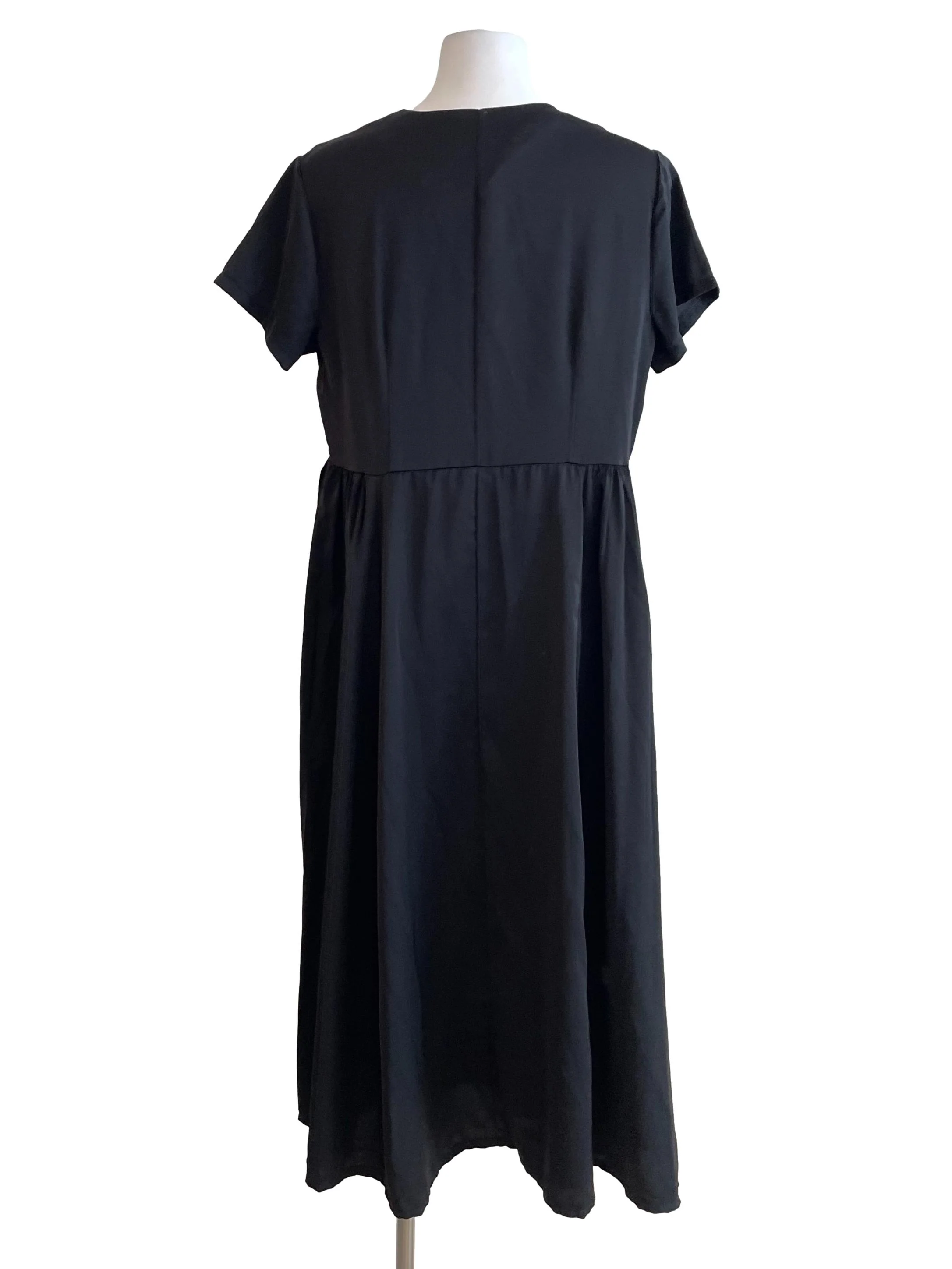 Black Button Up Satin Dress - Image 2