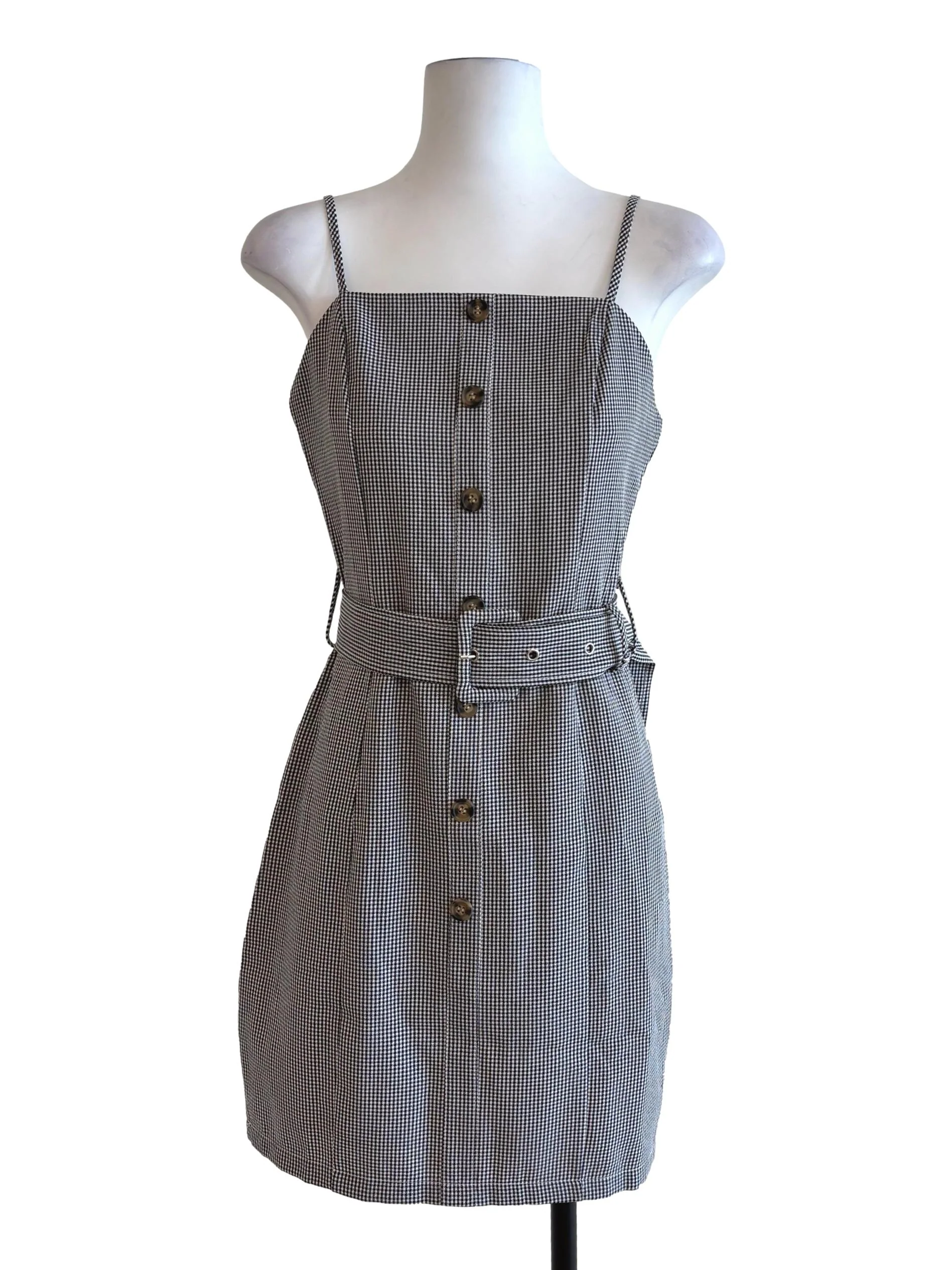Black Checkered Sheath Dress TEM