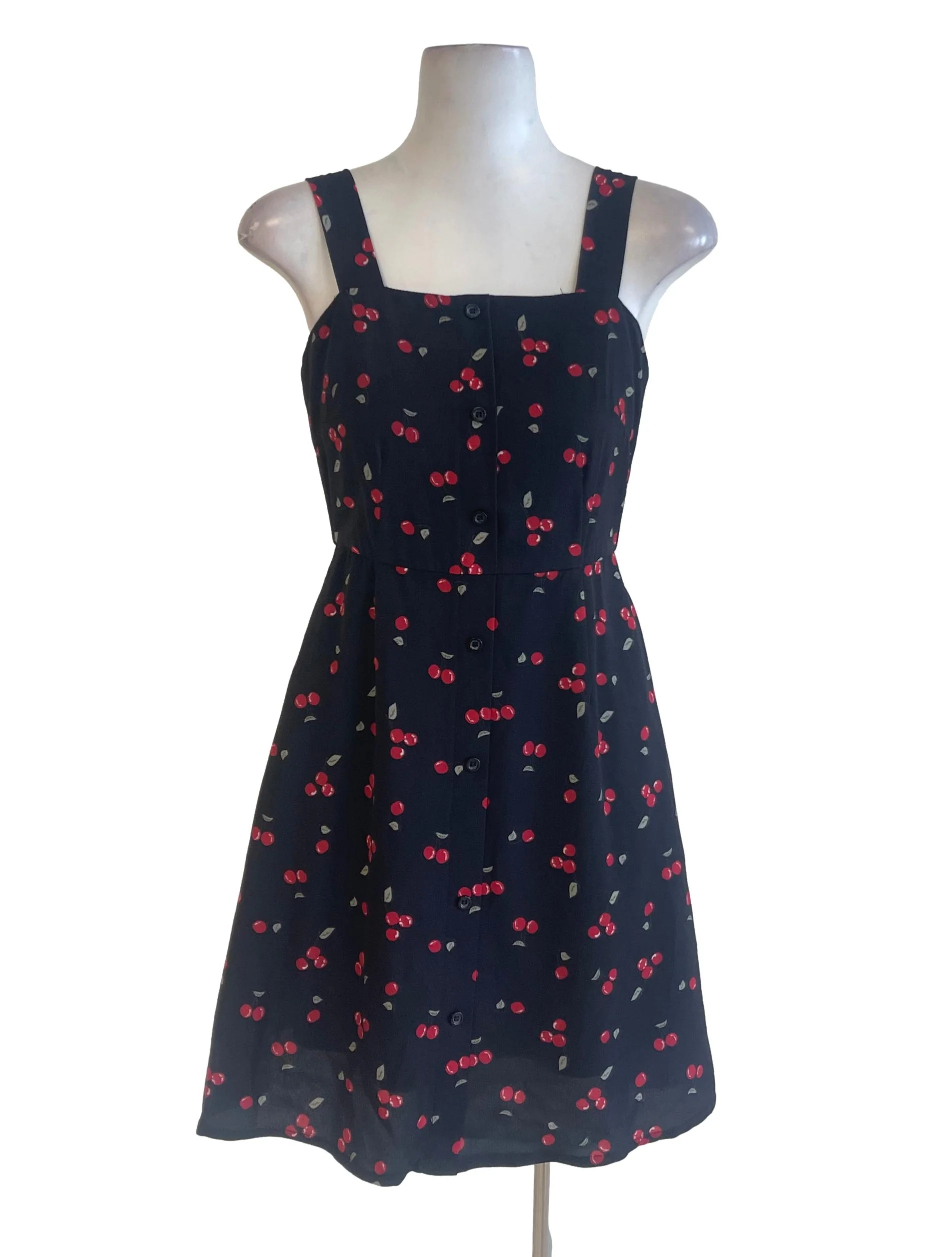 Black Cherry Printed Button Down Apron Dress