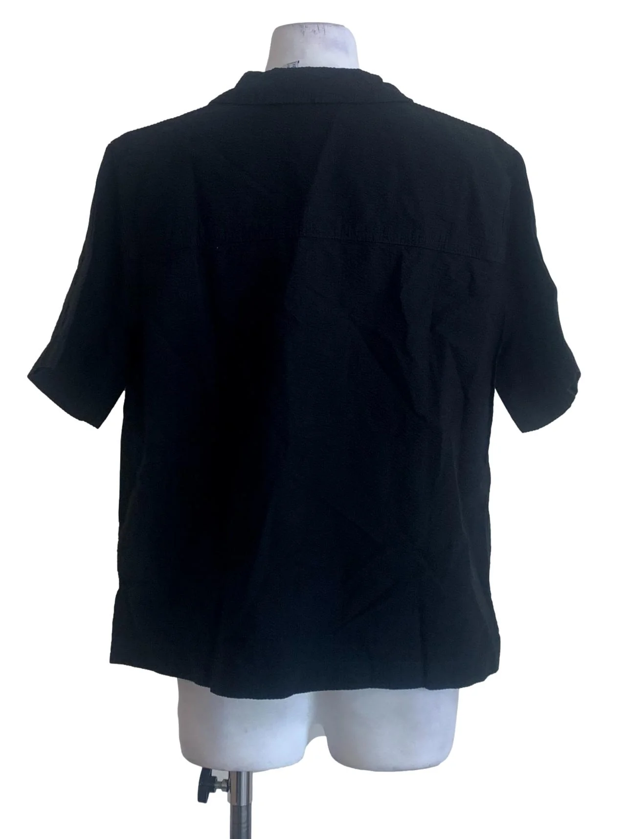 Black Collared Short Sleeve Top - Image 2