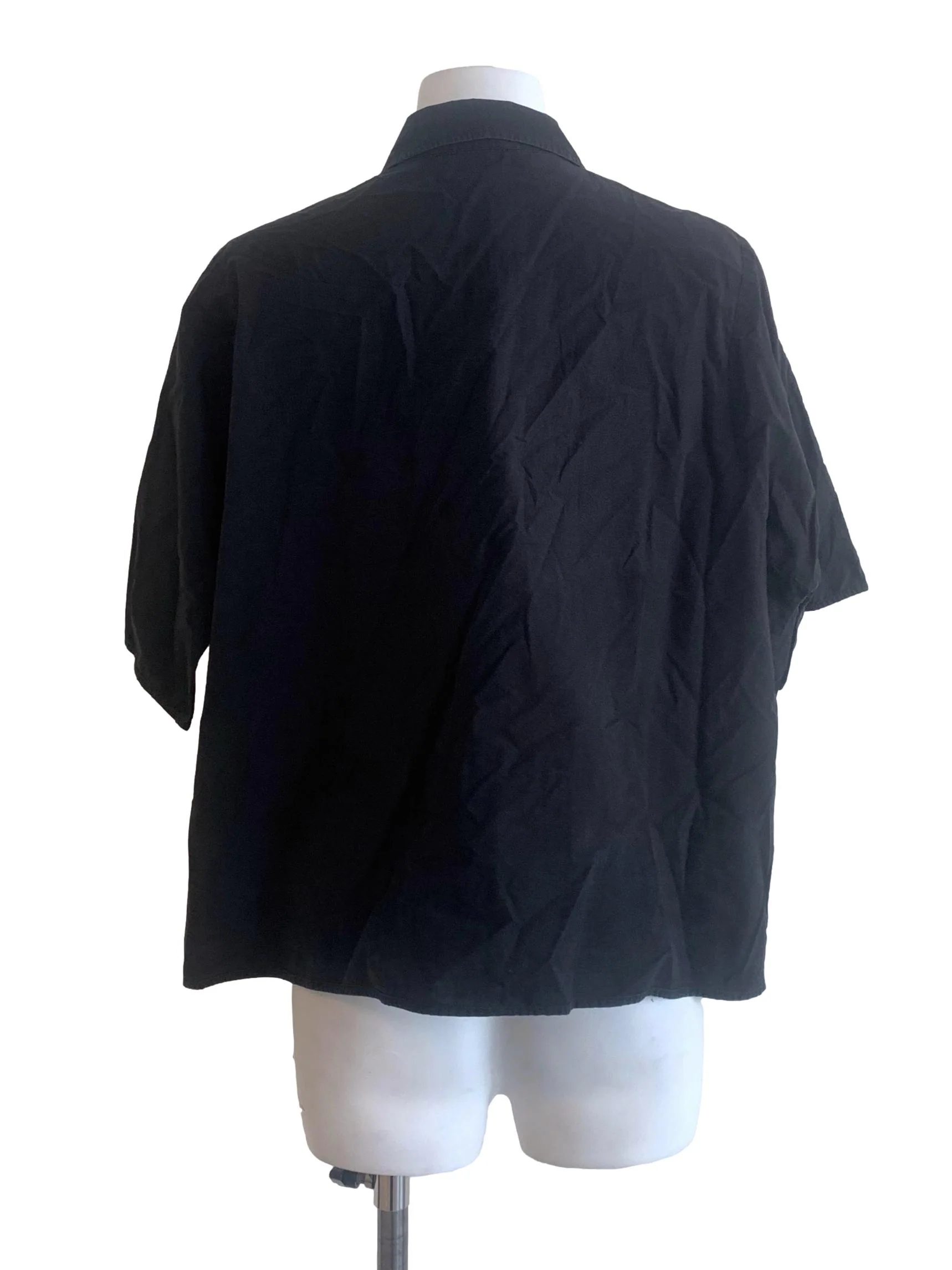 Black Collared Short Sleeve Top - Image 2