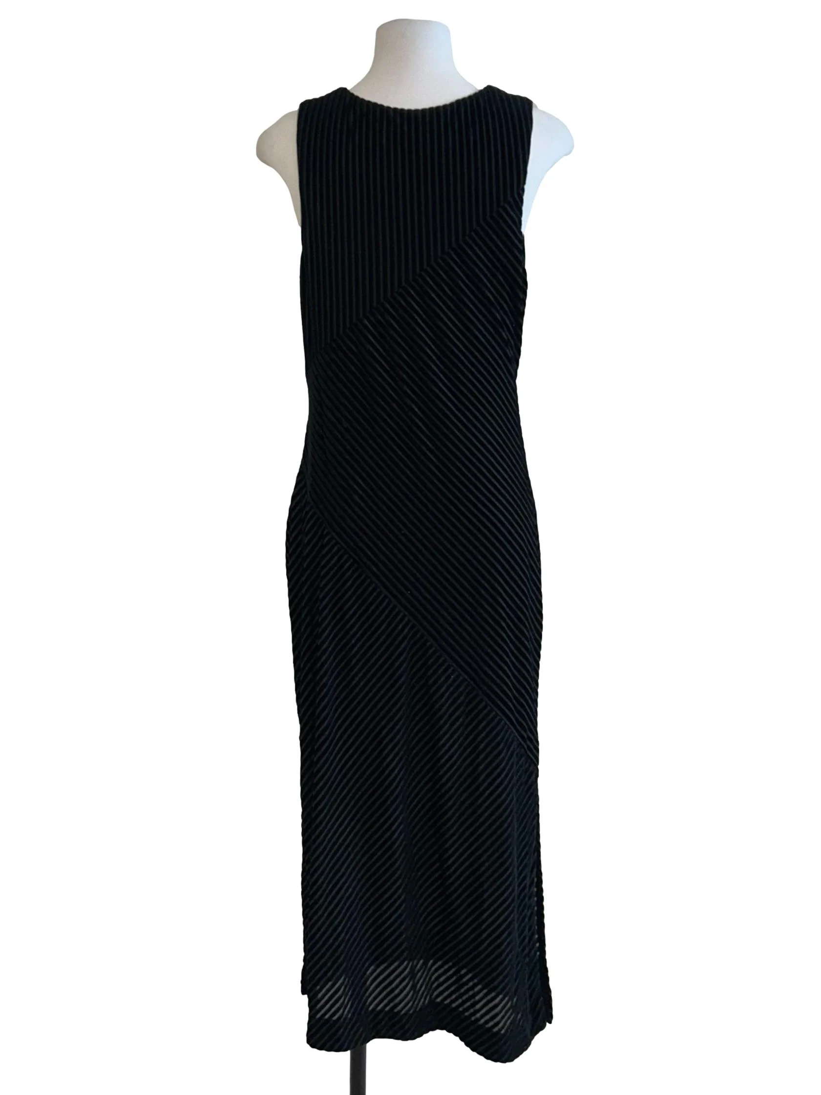Black Corduroy Striped Dress - Image 2