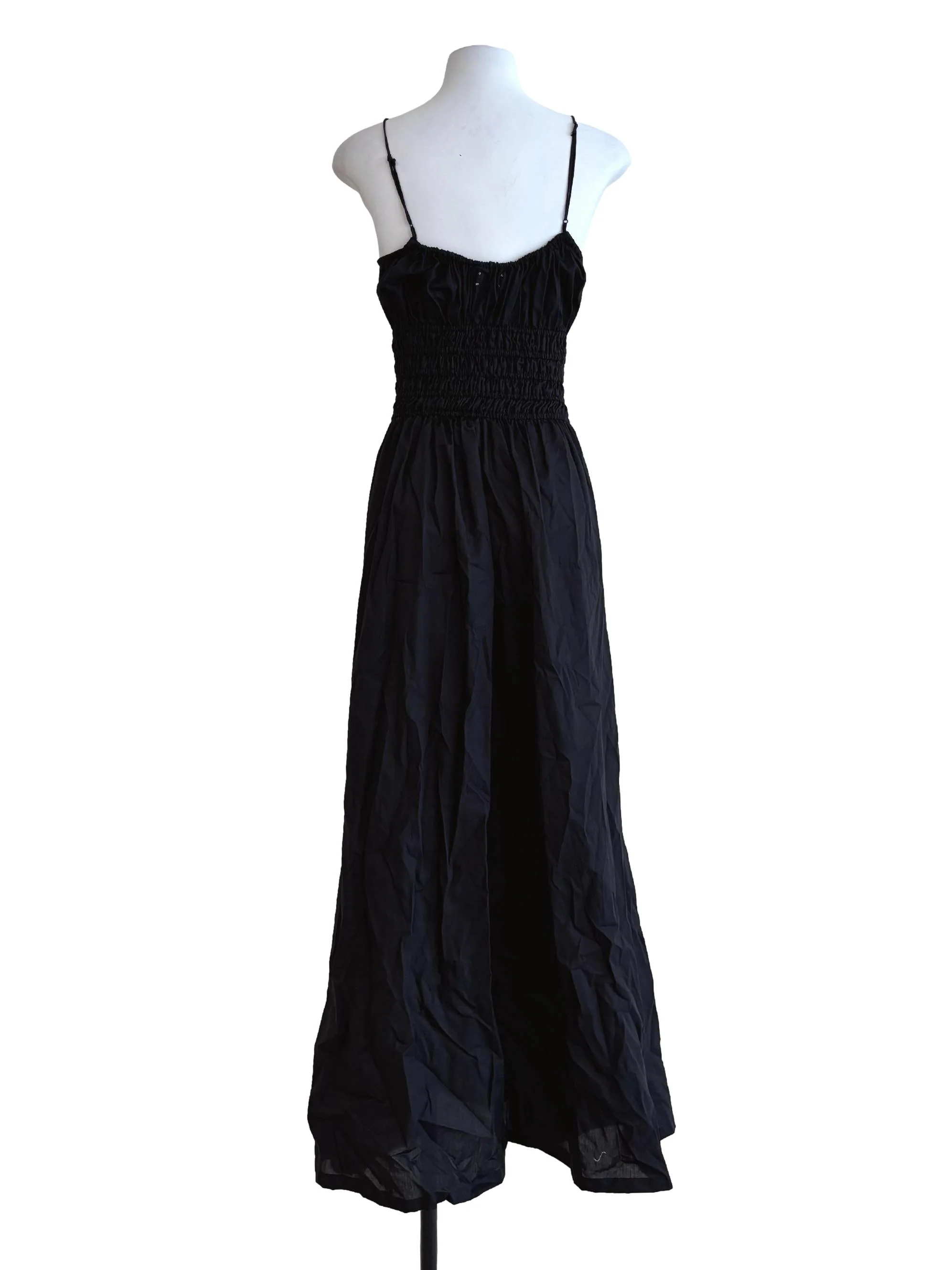 Black Cotton Smocked Dress - Image 2