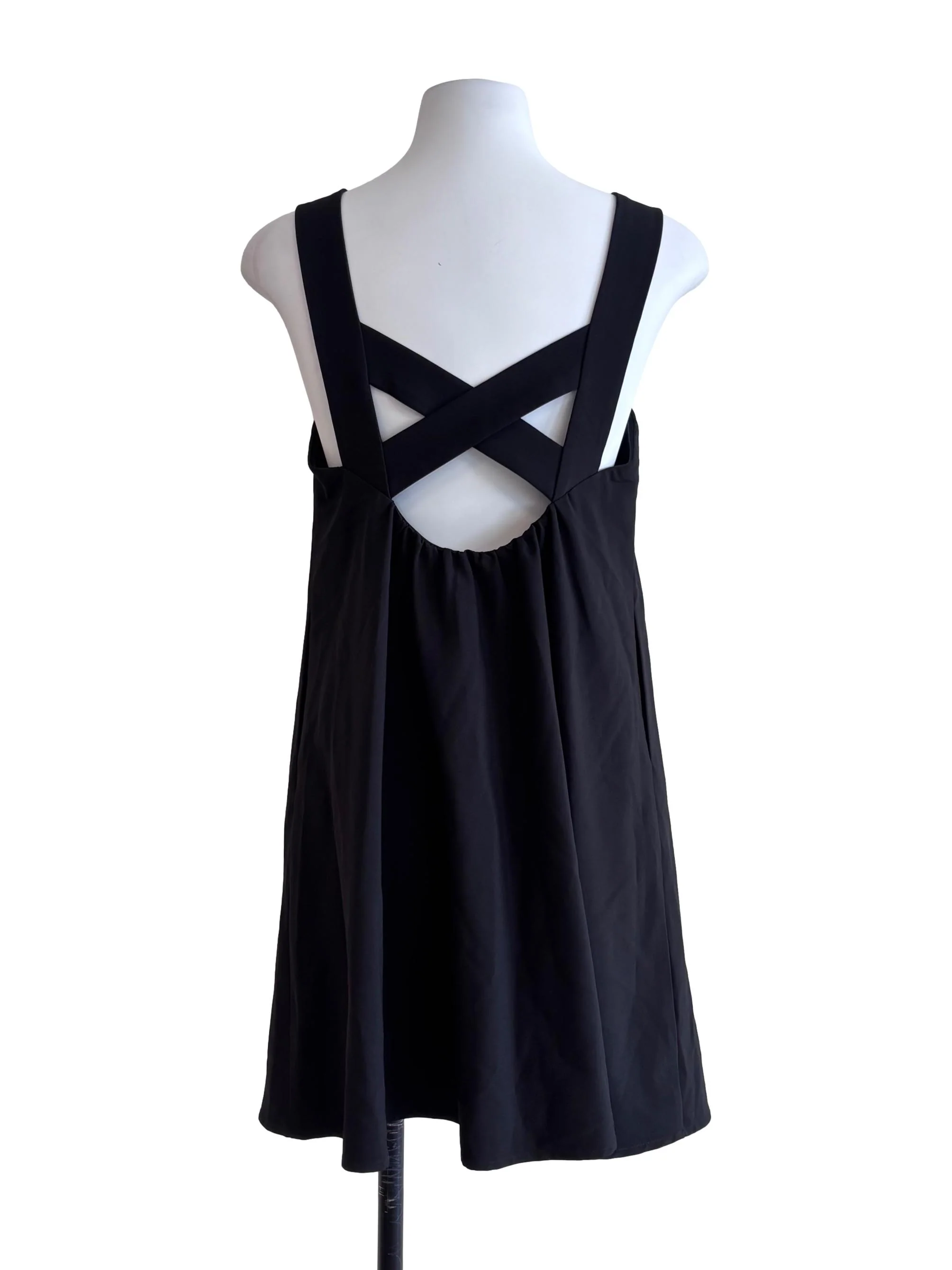 Black Cross Back Straps Mini Dress - Image 2