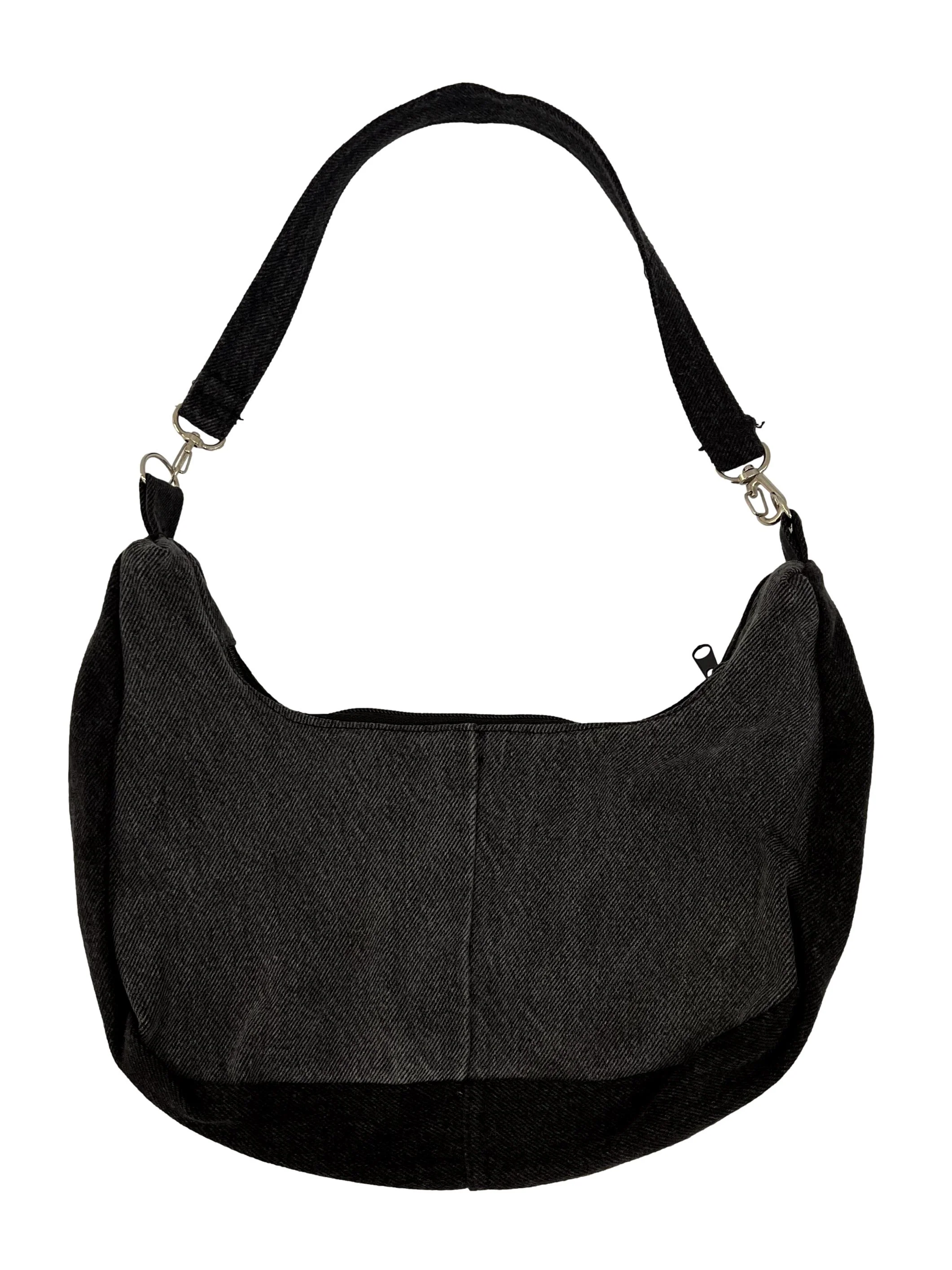 Black Denim Reworked Shoulder Bag - Image 2