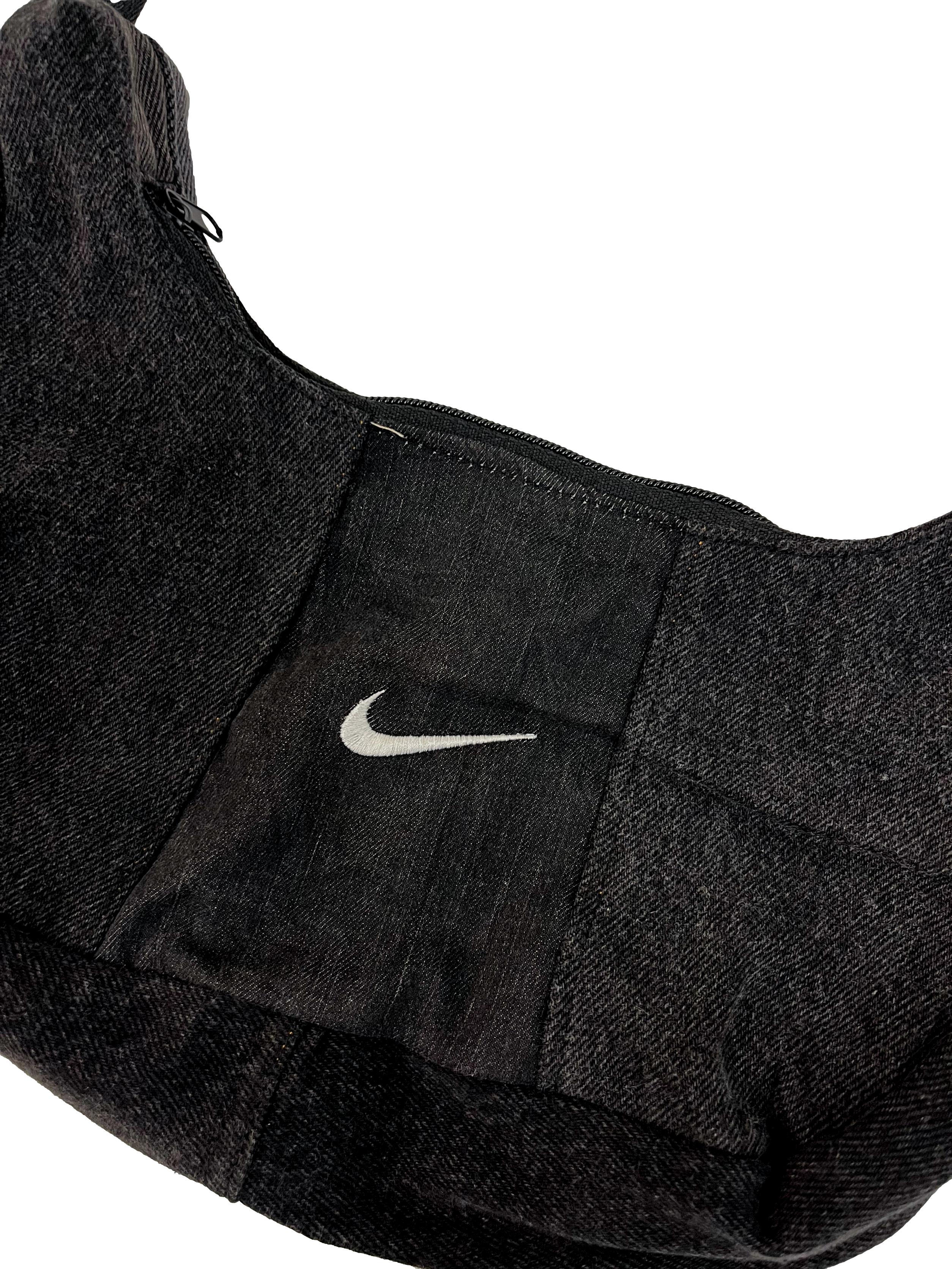 Black Denim Reworked Shoulder Bag - Image 3