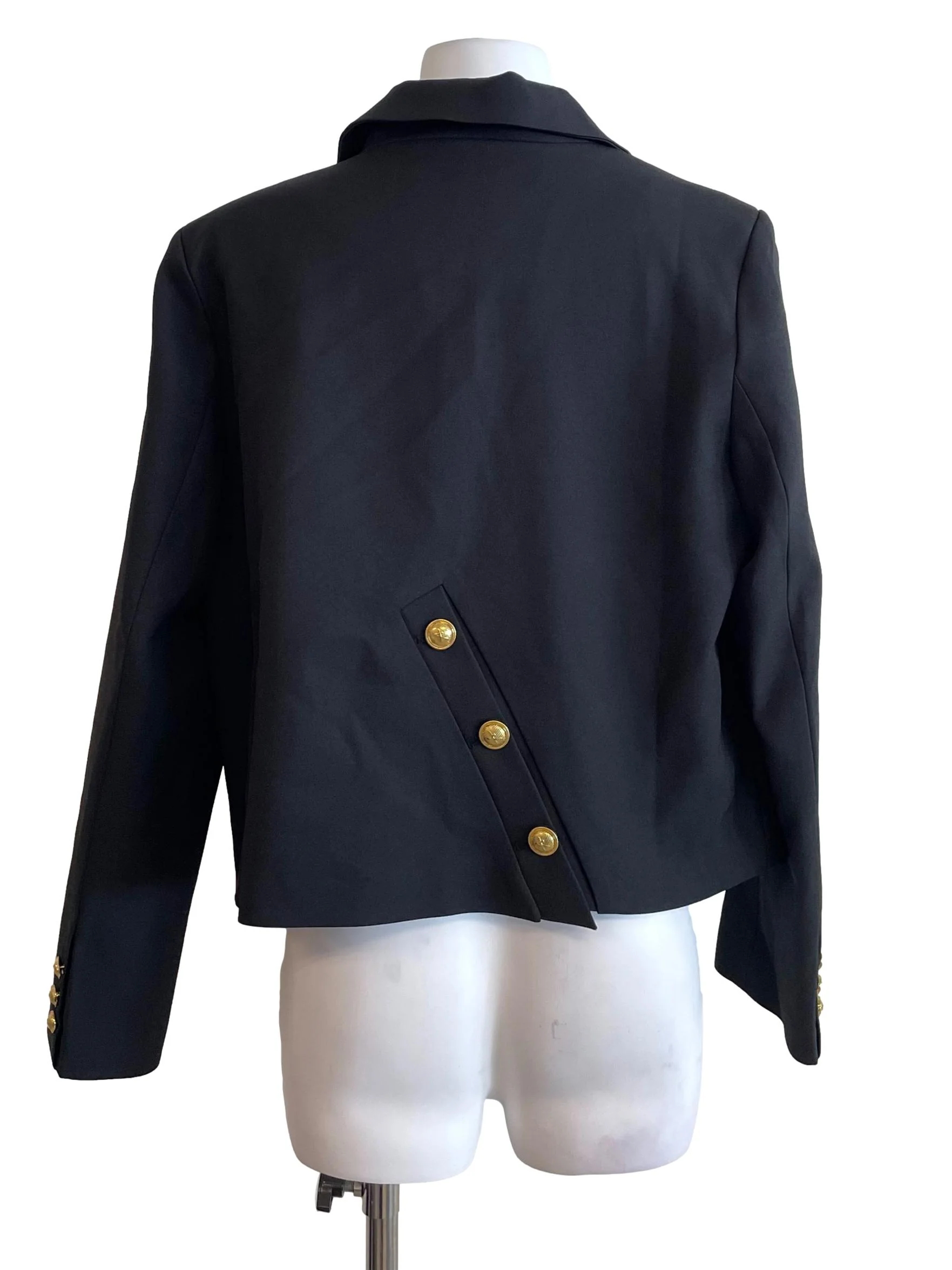 Black Double Breasted Crop Blazer - Image 2