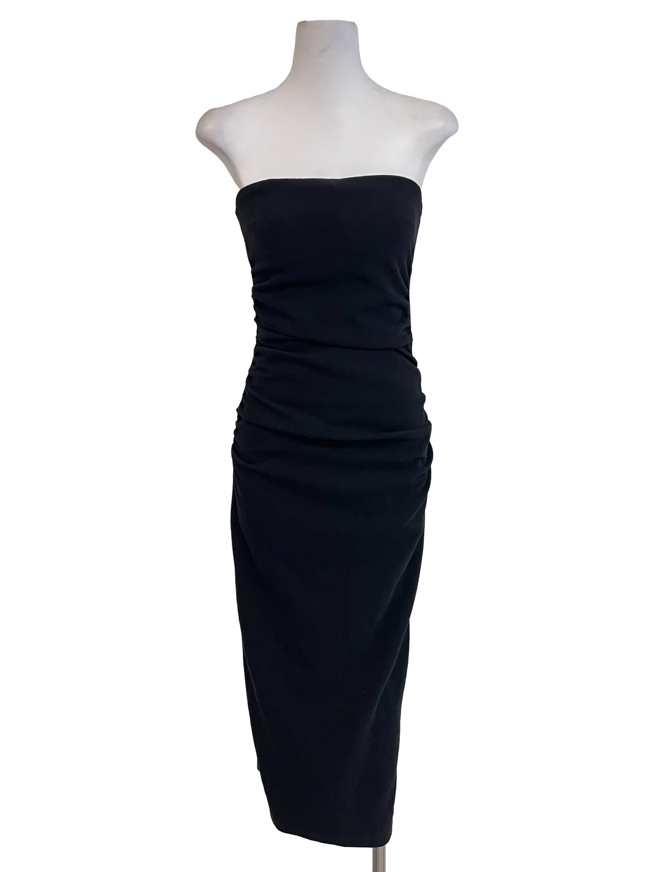 Black Draped Strapless Dress