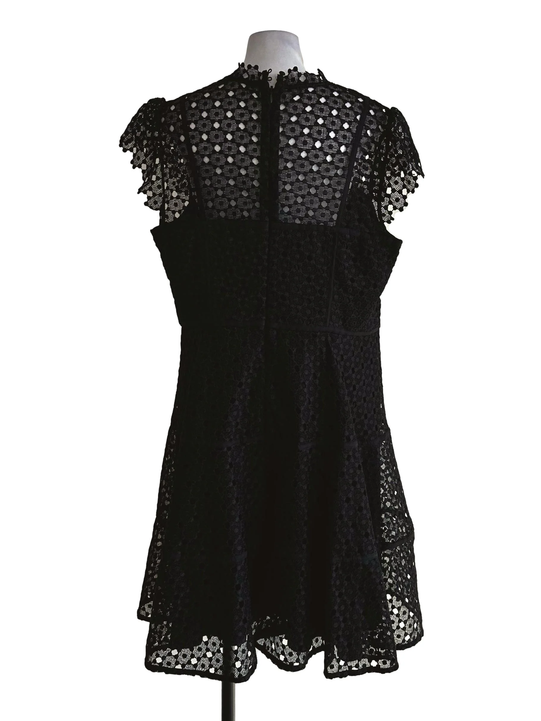 Black Embroidered Lace Pattern Dress - Image 2