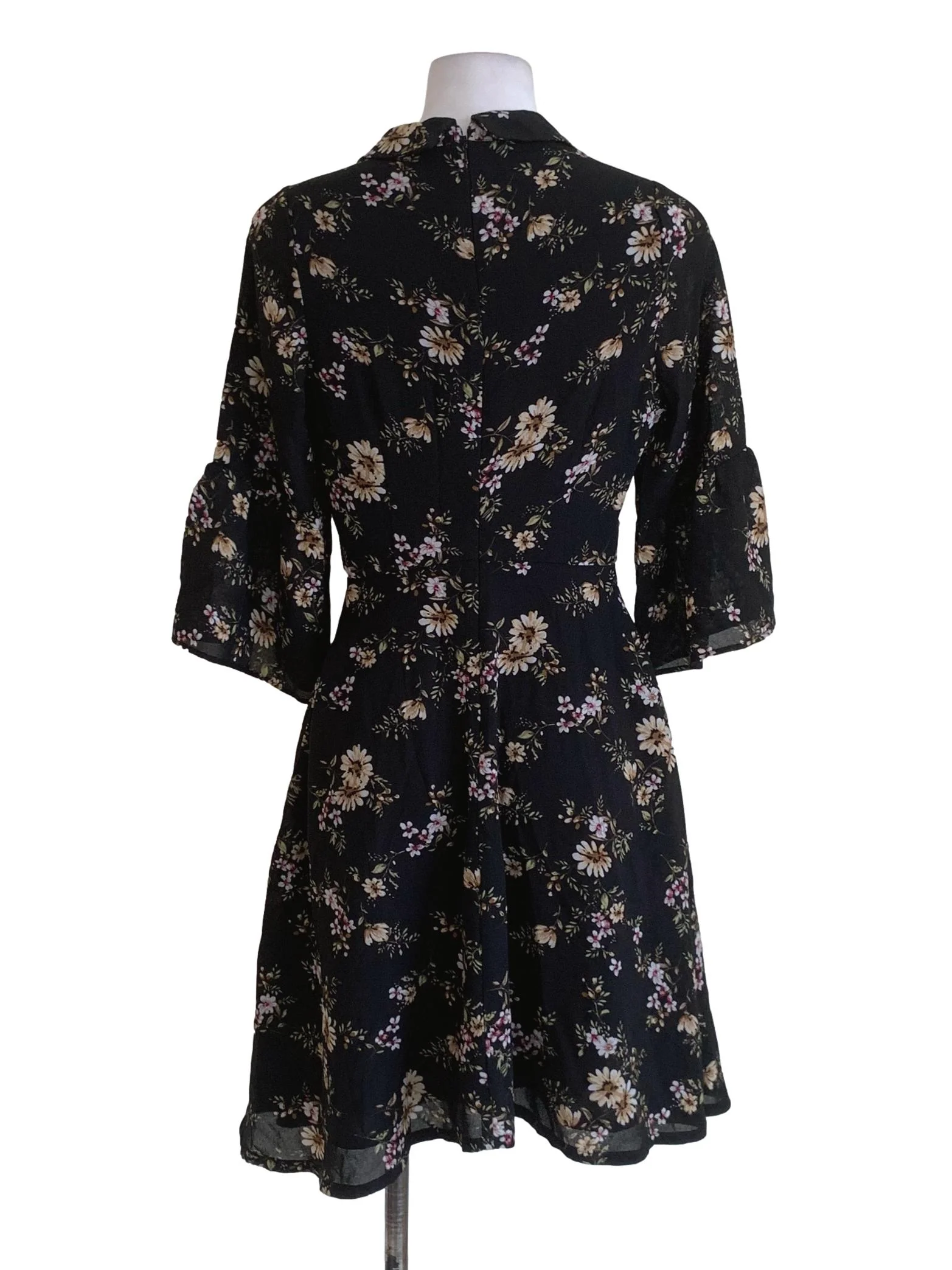 Black Floral Empire Dress - Image 2
