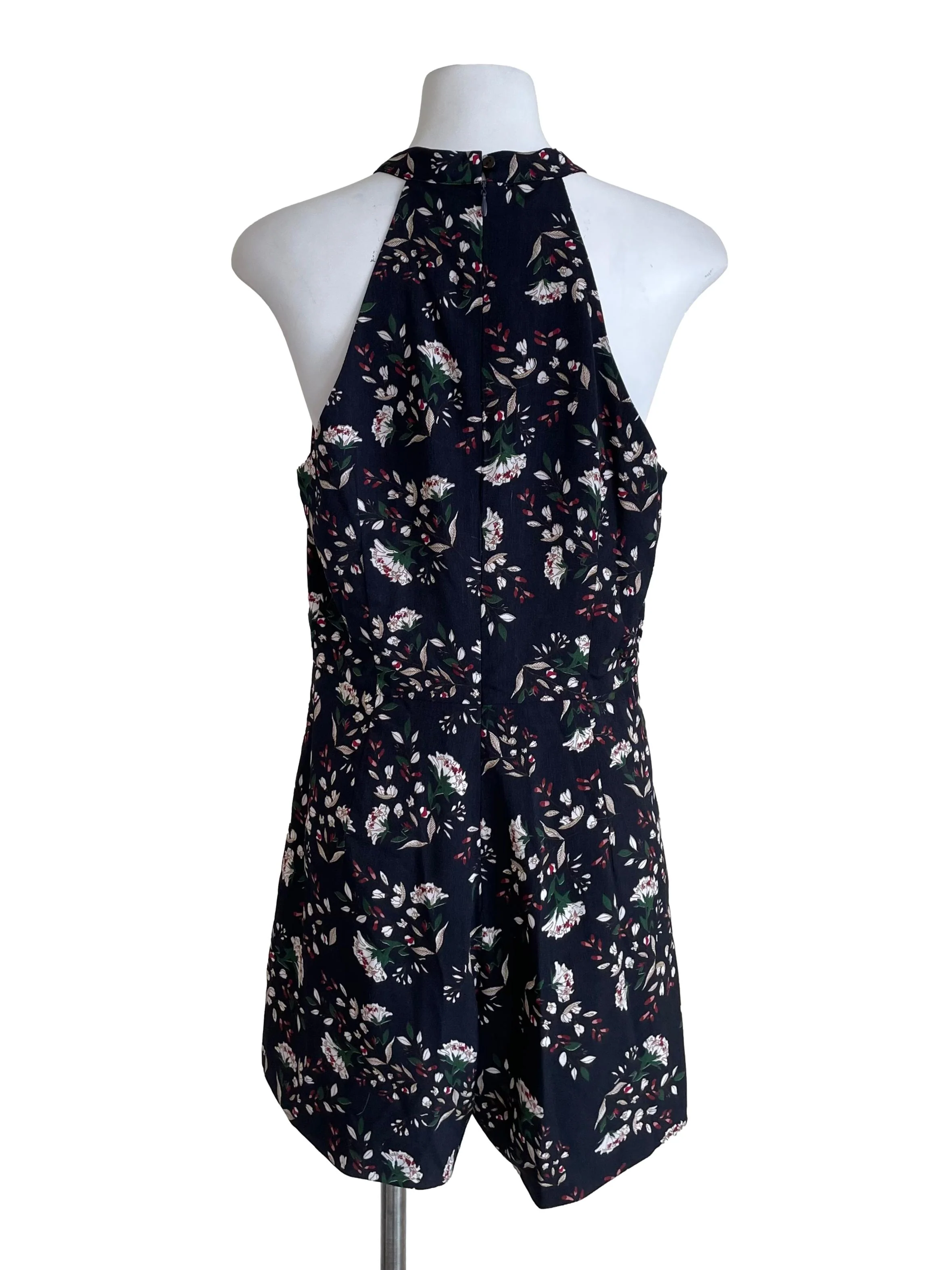 Black Floral Halter Neck Romper - Image 2