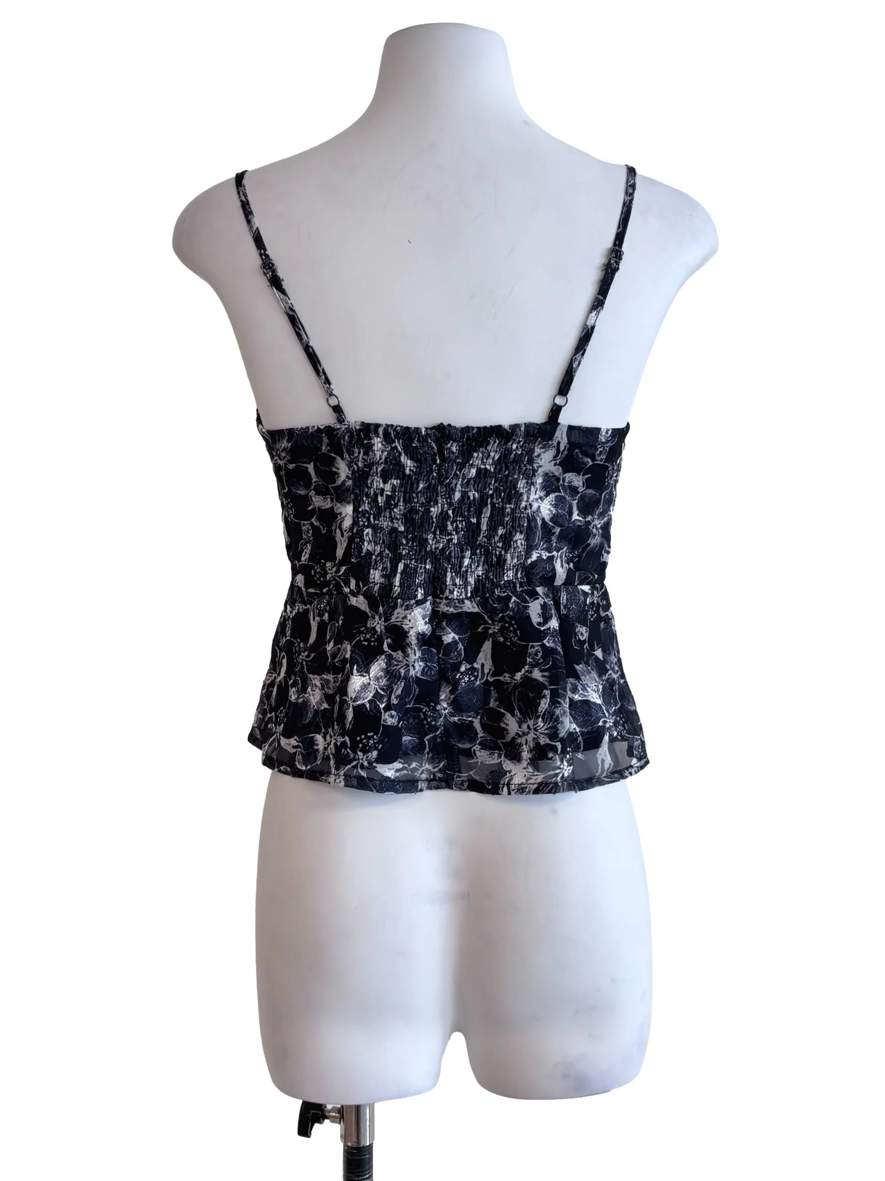 Black Floral Irina Lace Trim Padded Top - Image 2